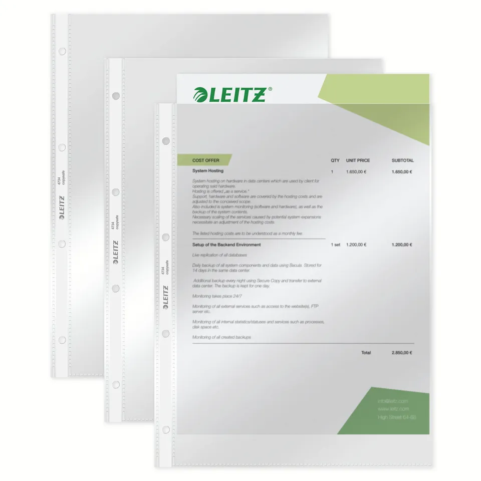 leitz-super-premium-prospekth-llen-a4-glasklar-gl-nzend-10-st-ck-0-08-mm image 1