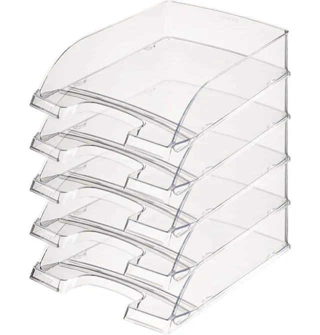 leitz-plus-briefkorb-standard-a4-glasklar-5er-pack-stapelbar image 1
