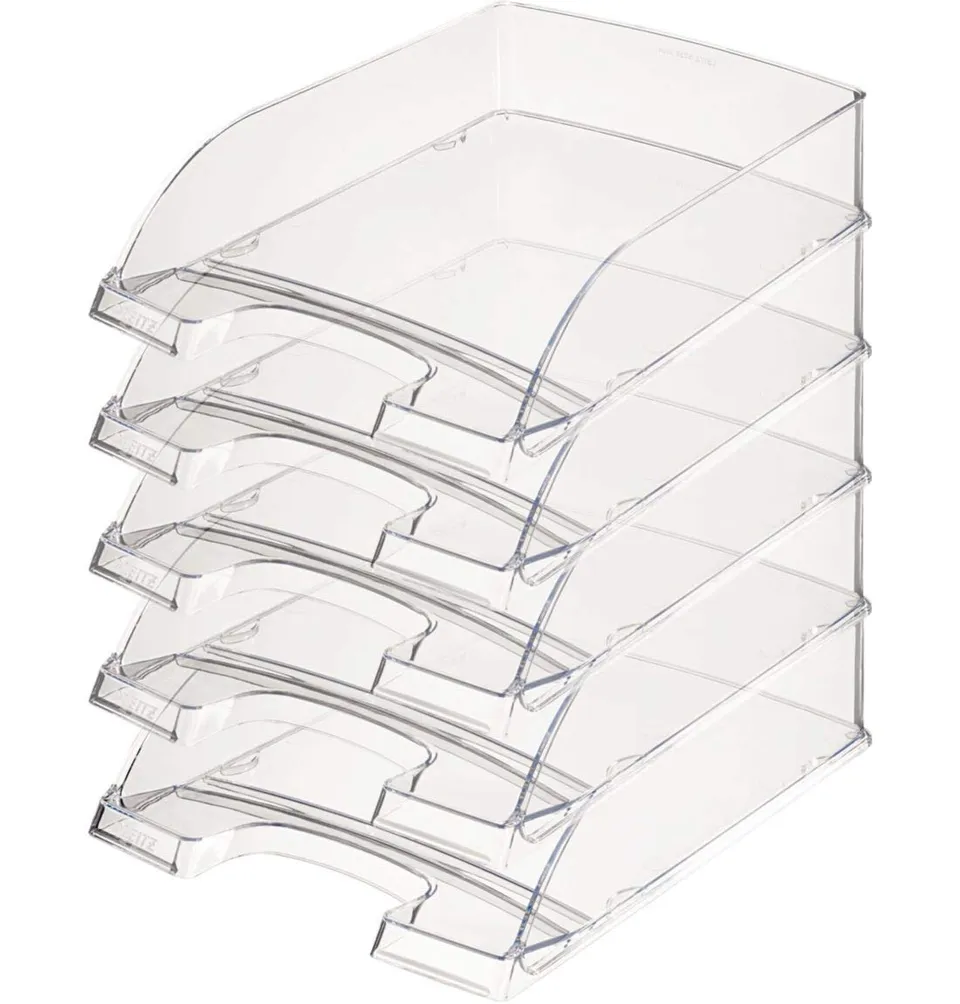 leitz-plus-briefkorb-standard-a4-glasklar-5er-pack-stapelbar image 1