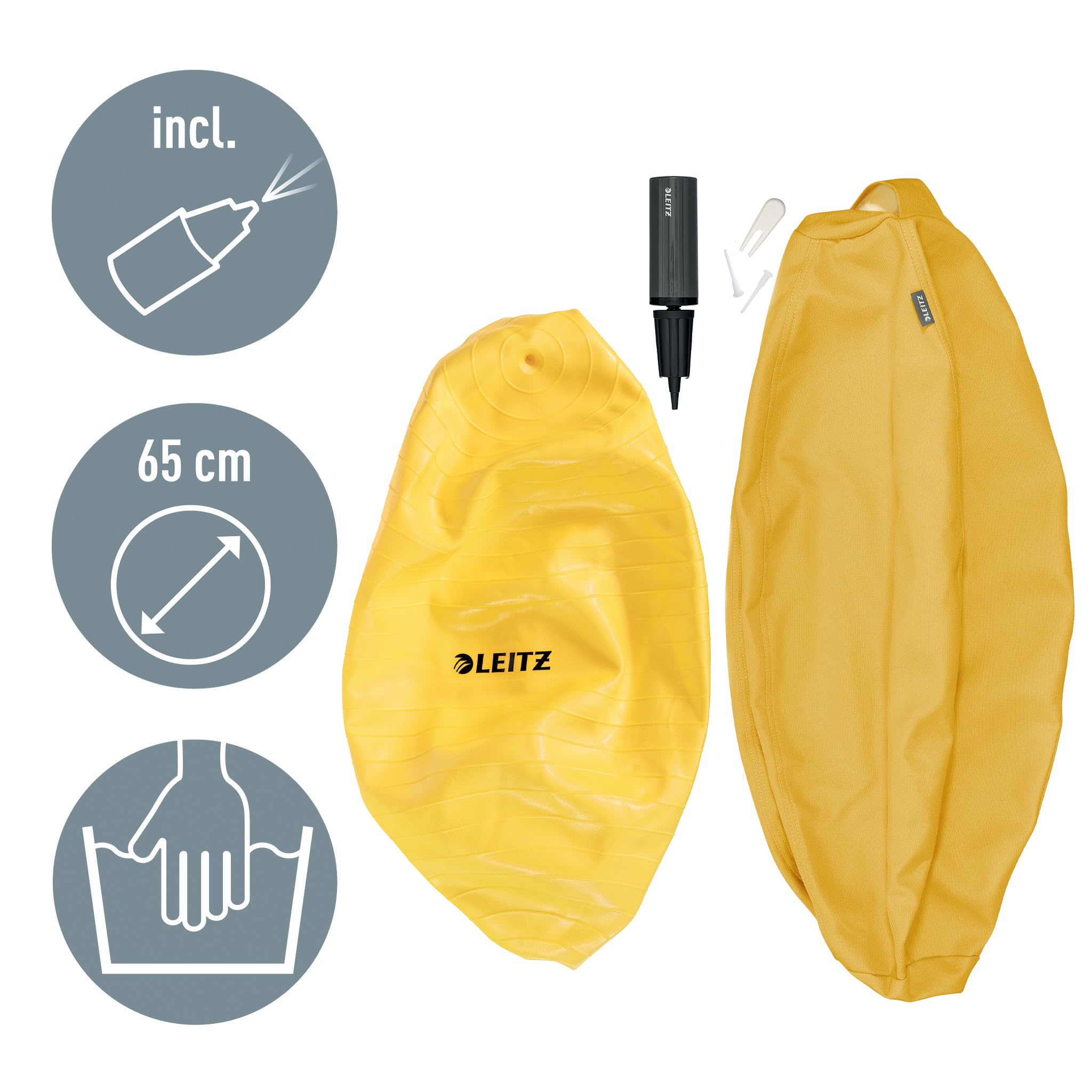 leitz-ergo-cosy-sitzball-65-cm-gymnastikball-mit-stoffbezug-in-gelb-inkl-handluf image 6