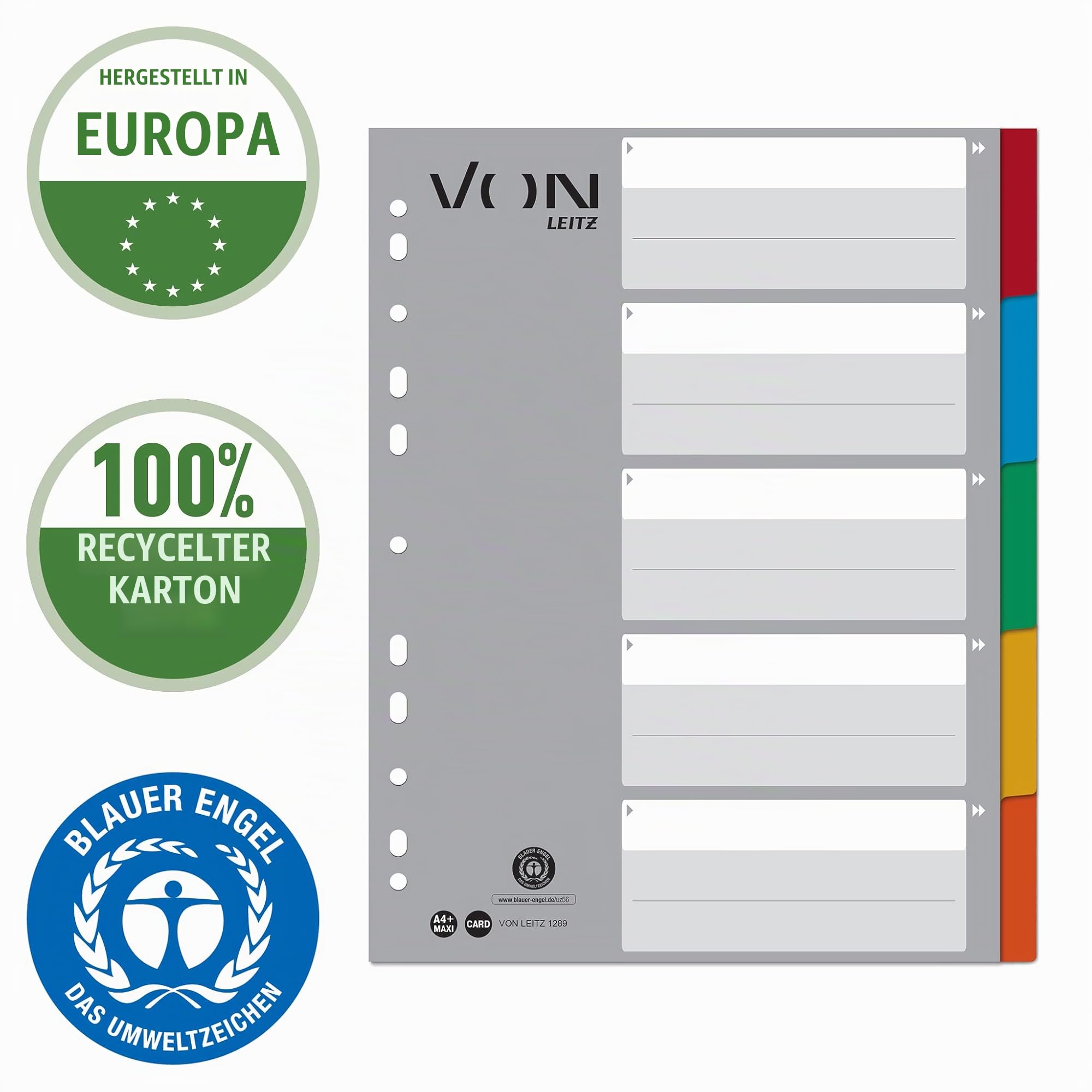 leitz-von-register-a4-5-teilig-maxi-10er-pack-mehrfarbig-12890000 image 2