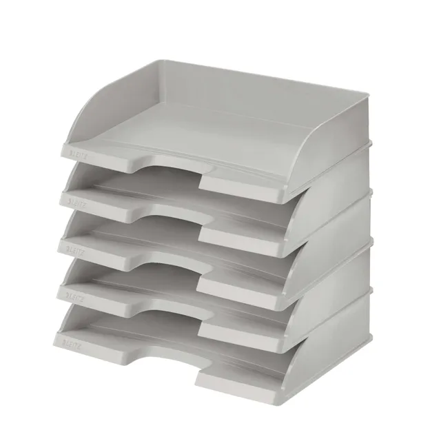 leitz-plus-briefkorb-querformat-a4-grau-ablagefach-5er-pack-52180085 image 1