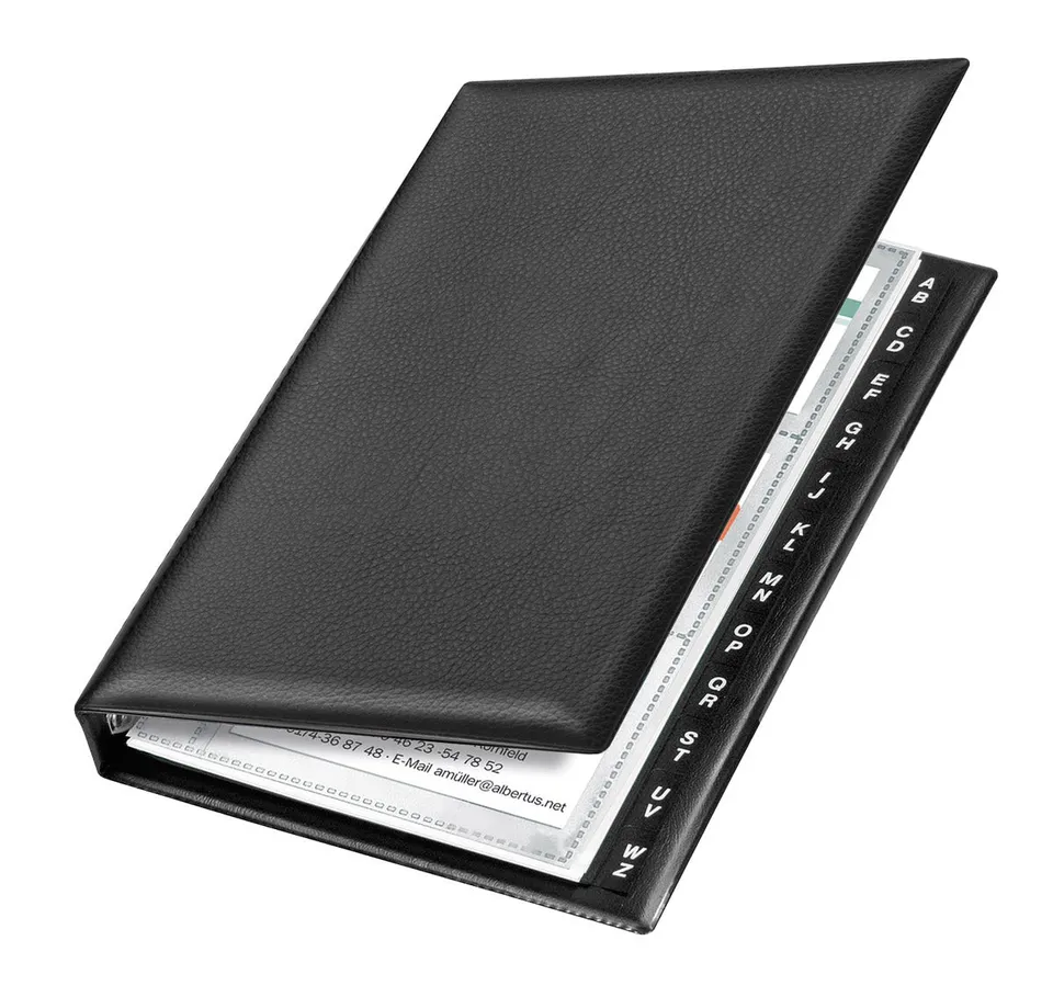 veloflex-visitenkartenringbuch-145x225-mit-12-h-llen-und-register-schwarz image 1