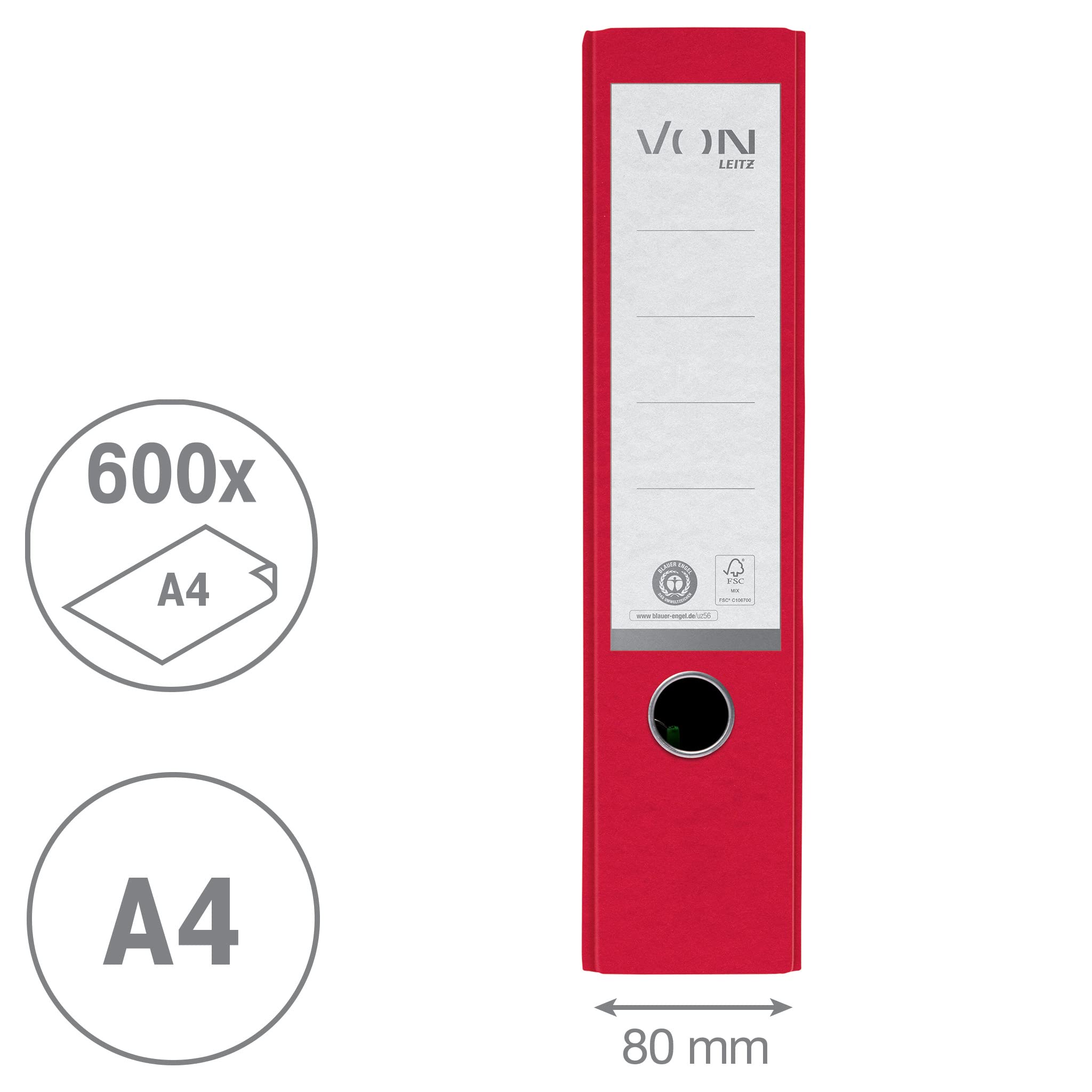 leitz-von-ordner-a4-80-mm-rot-5er-pack-recyclingkarton image 2
