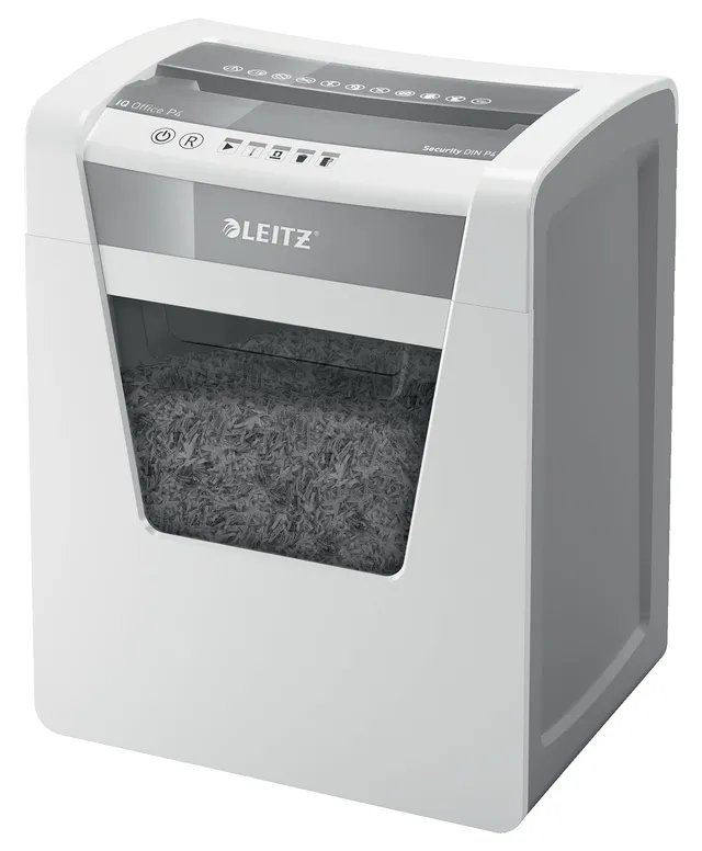 leitz-iq-office-p4-aktenvernichter-kreuzschnitt-15-blatt-23-liter-wei image 1