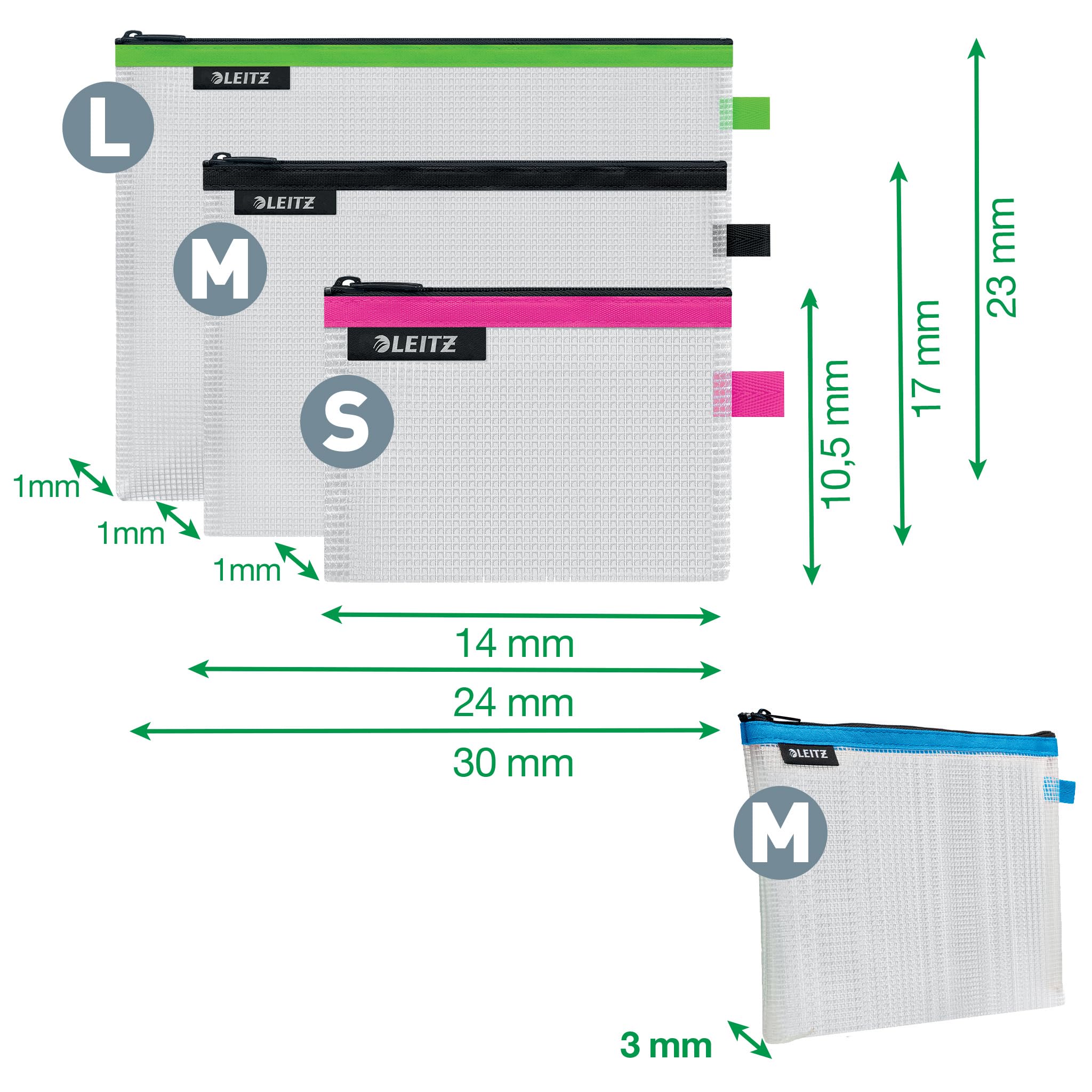 leitz-wow-traveller-zip-beutel-4er-set-transparent-40160099 image 4
