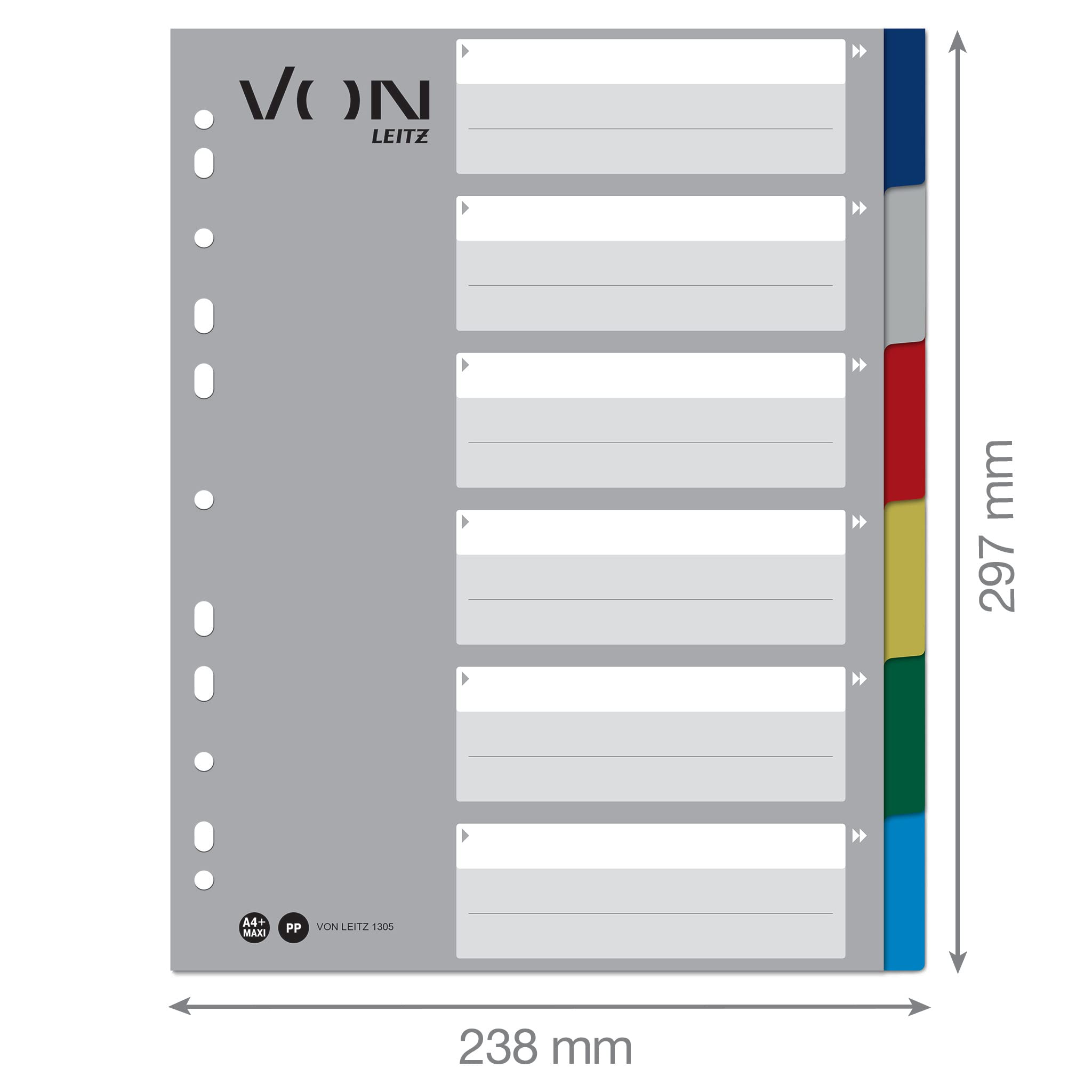 von-leitz-10er-pack-register-a4-6-teilig-mehrfarbig-pp-extra-breit-11-loch image 5