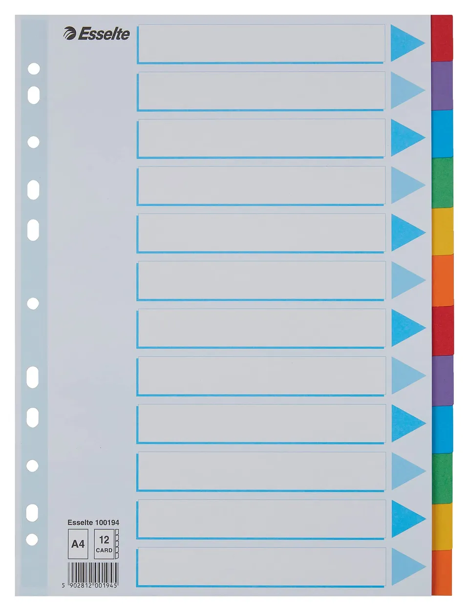 esselte-register-a4-12-teilig-mehrfarbig-recyclingkarton-mit-deckblatt image 1