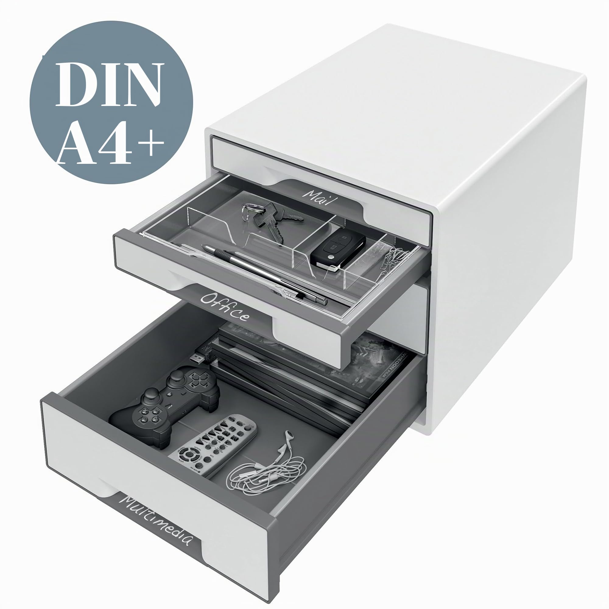 leitz-cube-wow-schubladenbox-a4-mit-4-f-chern-wei-schwarz image 5