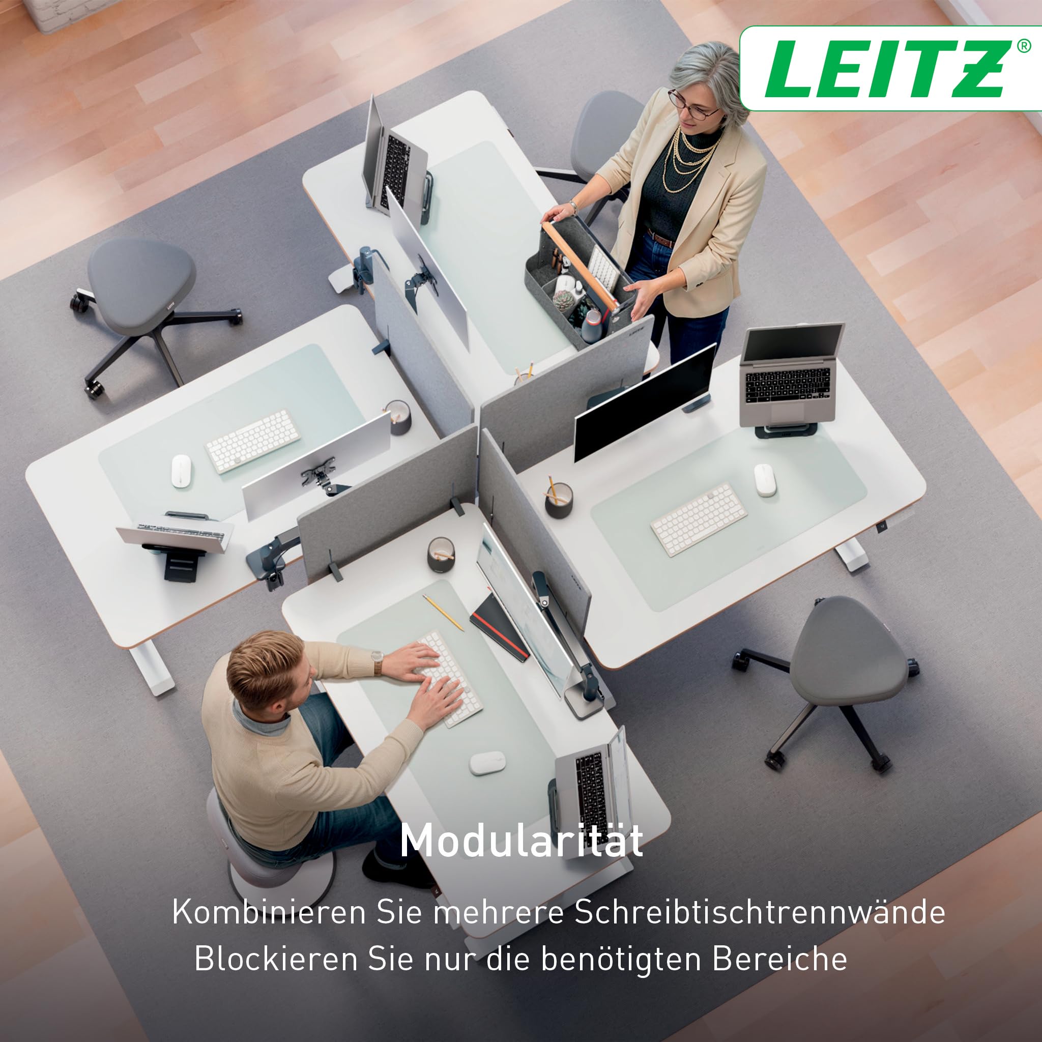 leitz-tischtrennwand-60x70cm-h-henverstellbar-mit-ger-uschd-mpfung image 4
