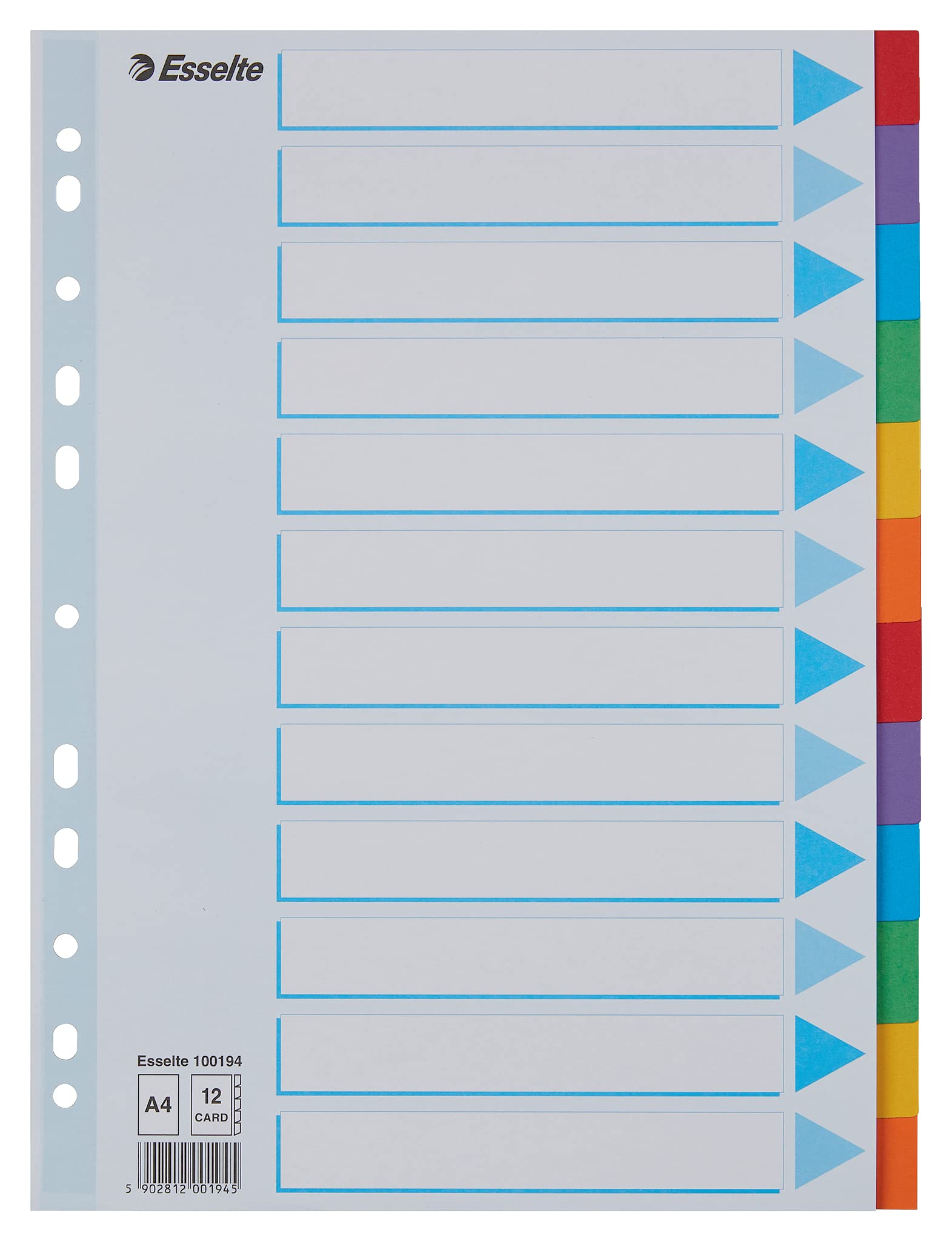 esselte-register-a4-12-teilig-mehrfarbig-recyclingkarton-mit-deckblatt image 1