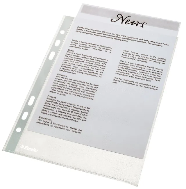 esselte-23782-prospekth-llen-a5-100-st-ck-universal-lochung-matt-0-043-mm-pp image 1