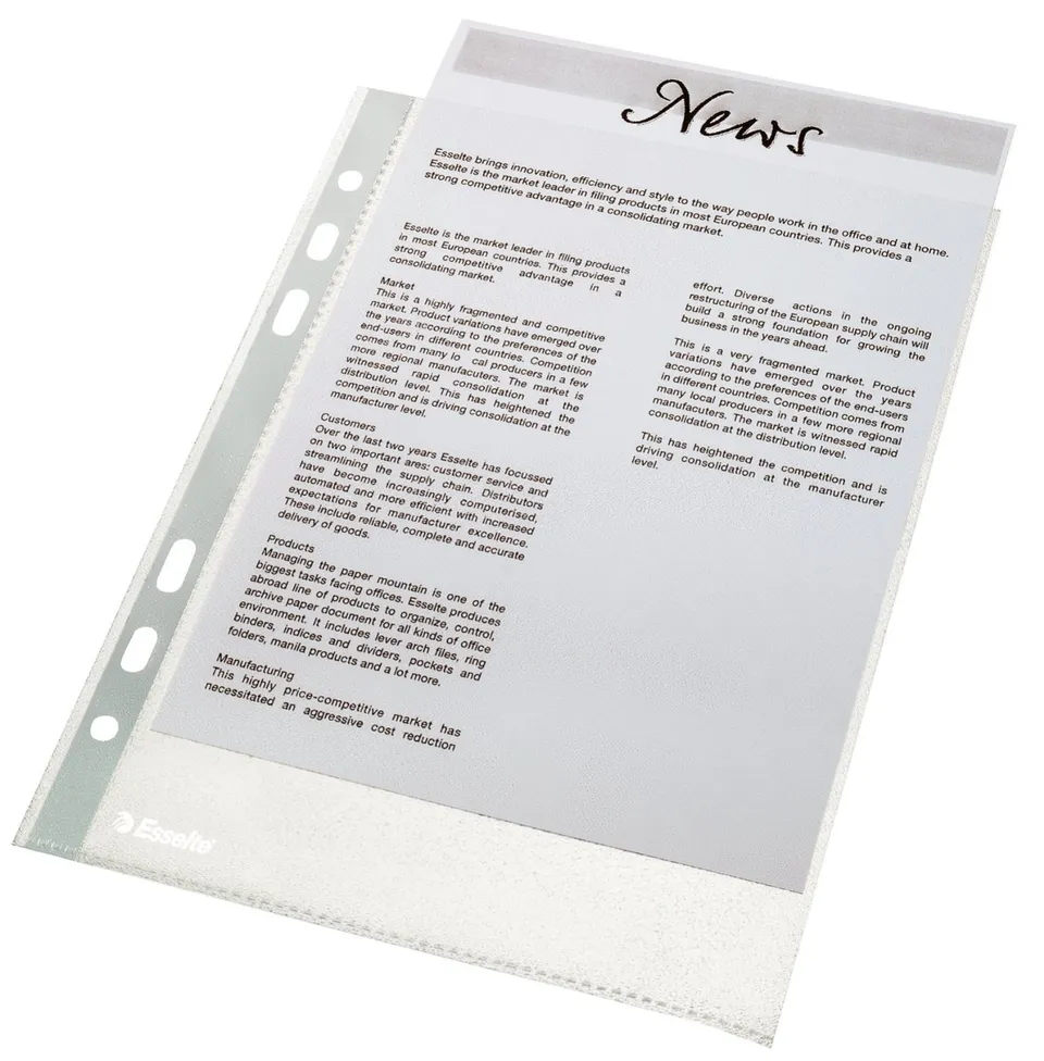 esselte-23782-prospekth-llen-a5-100-st-ck-universal-lochung-matt-0-043-mm-pp image 1