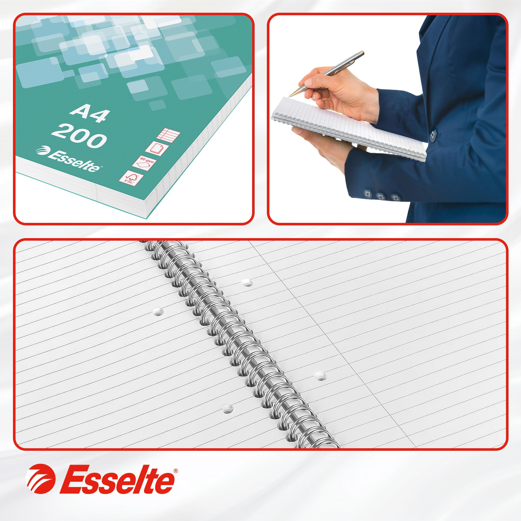 esselte-collegeblock-a4-liniert-gr-n-3er-pack-mit-doppelspirale-629017 image 5