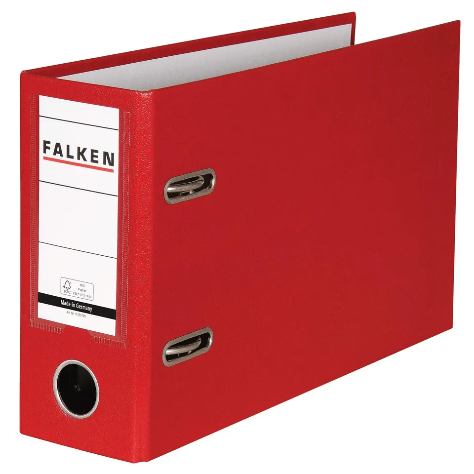 falken-pp-color-kunststoff-ordner-din-a5-quer-8-cm-rot-mit-wechselfenster image 1