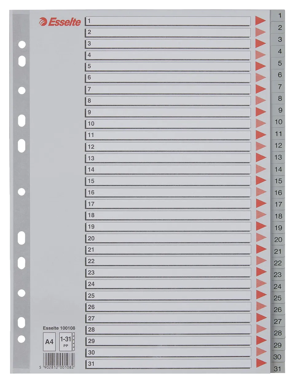 esselte-register-a4-1-31-berbreite-31-trennbl-tter-kunststoff-grau-100108 image 1