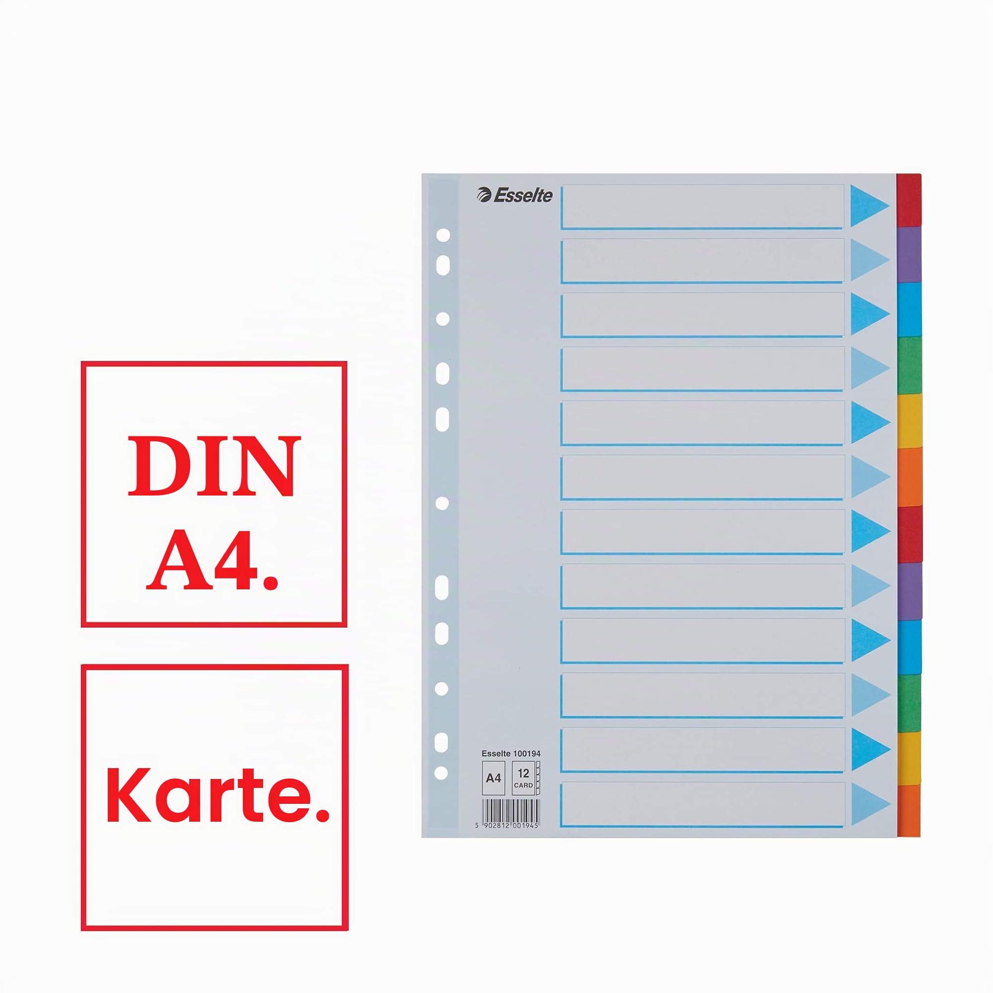 esselte-register-a4-12-teilig-mehrfarbig-recyclingkarton-mit-deckblatt image 2