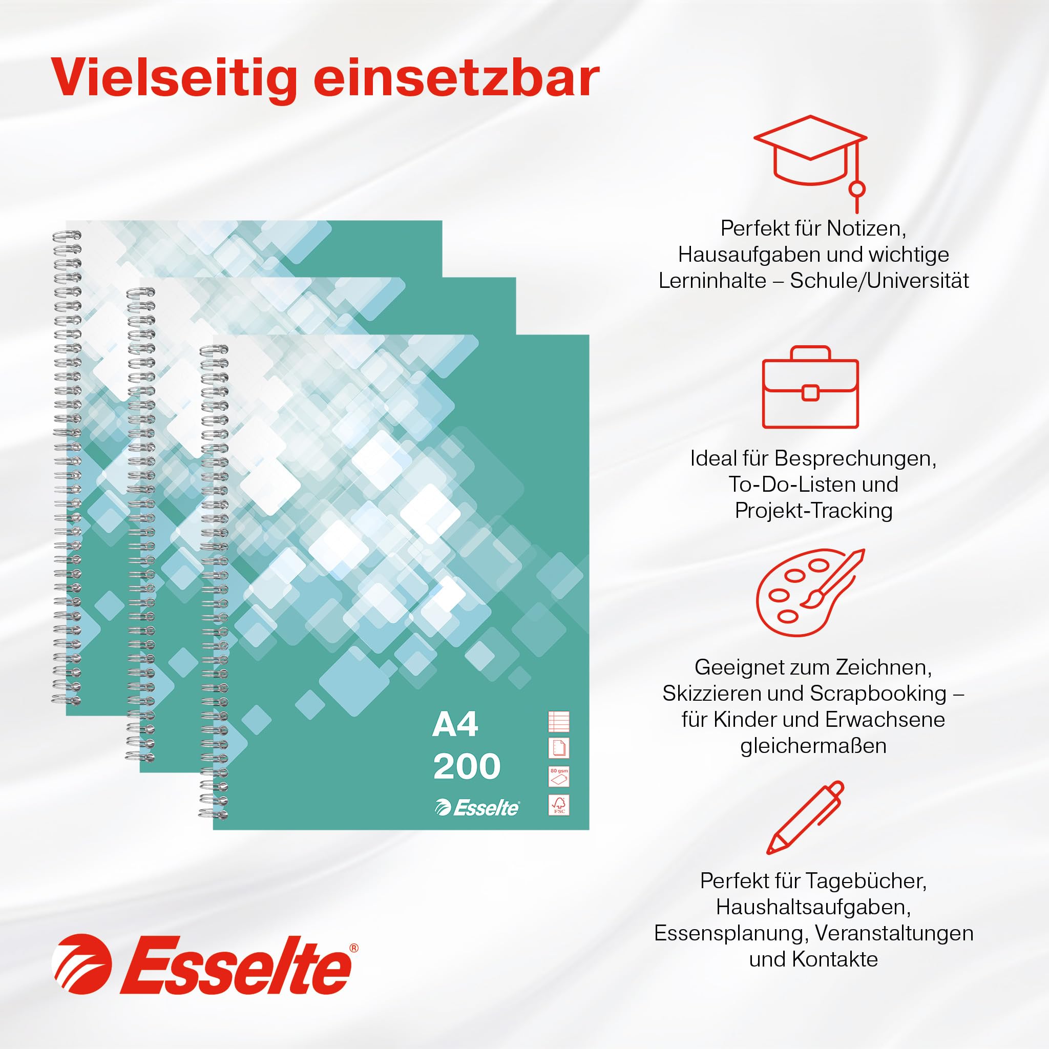 esselte-collegeblock-a4-liniert-gr-n-3er-pack-mit-doppelspirale-629017 image 2