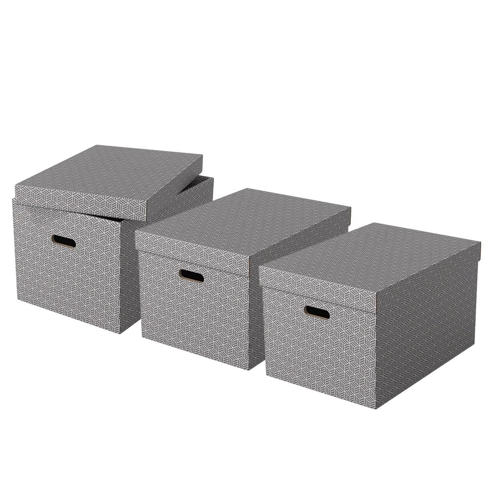 esselte-628287-aufbewahrungsbox-mit-deckel-gro-3er-set-grau-100-recycling-karton image 1