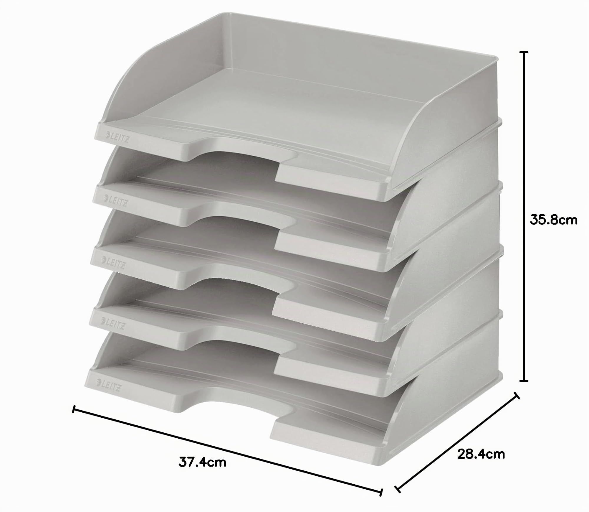 leitz-plus-briefkorb-querformat-a4-grau-ablagefach-5er-pack-52180085 image 6