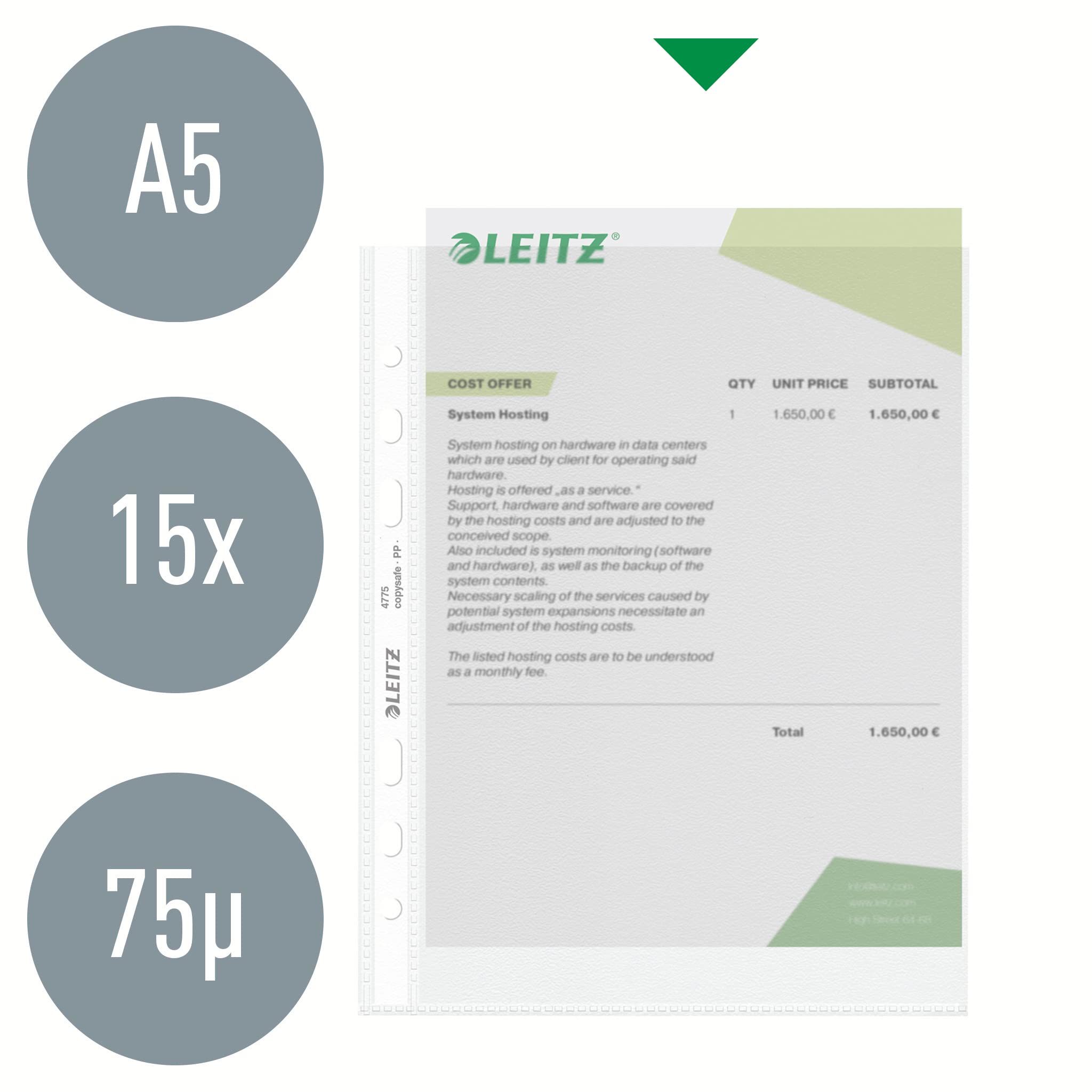 leitz-standard-prospekth-llen-a5-glasklar-gl-nzend-15-st-ck image 2