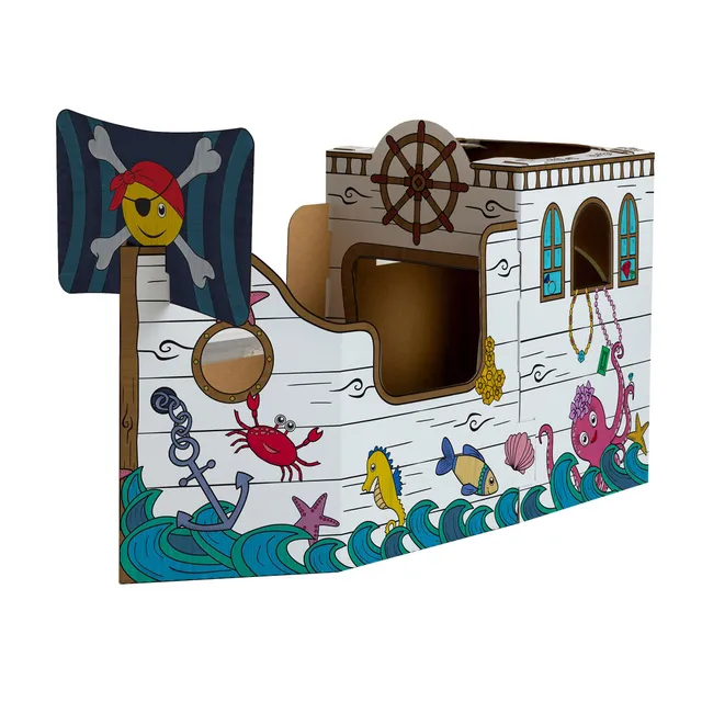 bankers-box-piratenschiff-spielhaus-xl-79-x-135-cm-ausmalbares-papphaus-ab-3-jah image 1