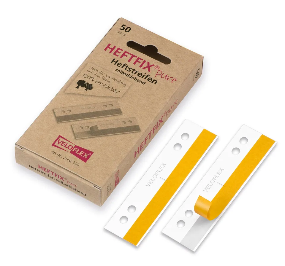 veloflex-heftfix-pure-105-mm-wei-selbstklebende-heftstreifen-50er-pack image 1