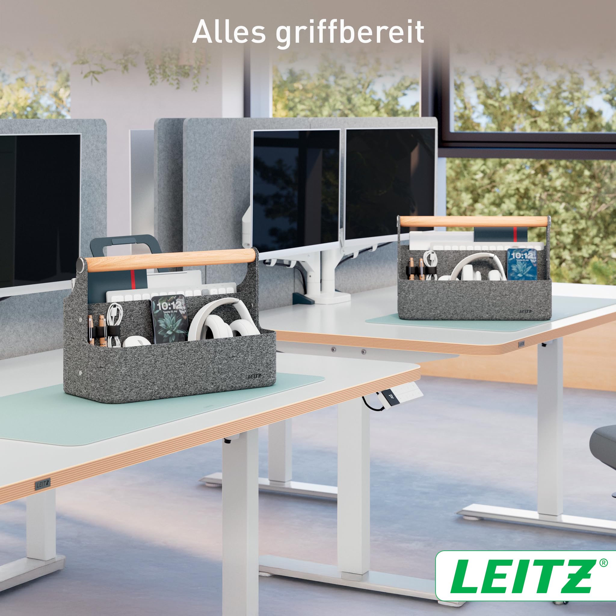 leitz-schreibtisch-organizer-mit-griff-filz-dunkelgrau-38-x-19-x-25-5-cm image 2