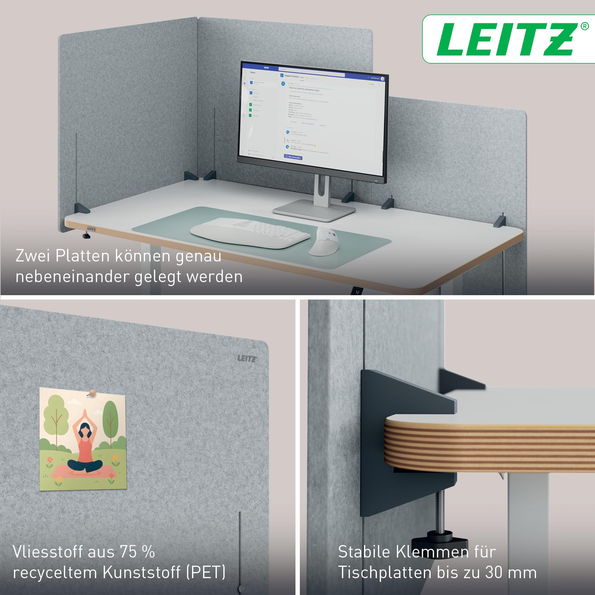 leitz-tischtrennwand-60x70cm-h-henverstellbar-mit-ger-uschd-mpfung image 5