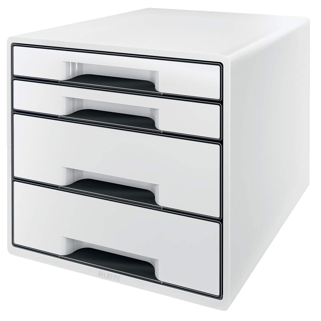 leitz-cube-wow-schubladenbox-a4-mit-4-f-chern-wei-schwarz image 1