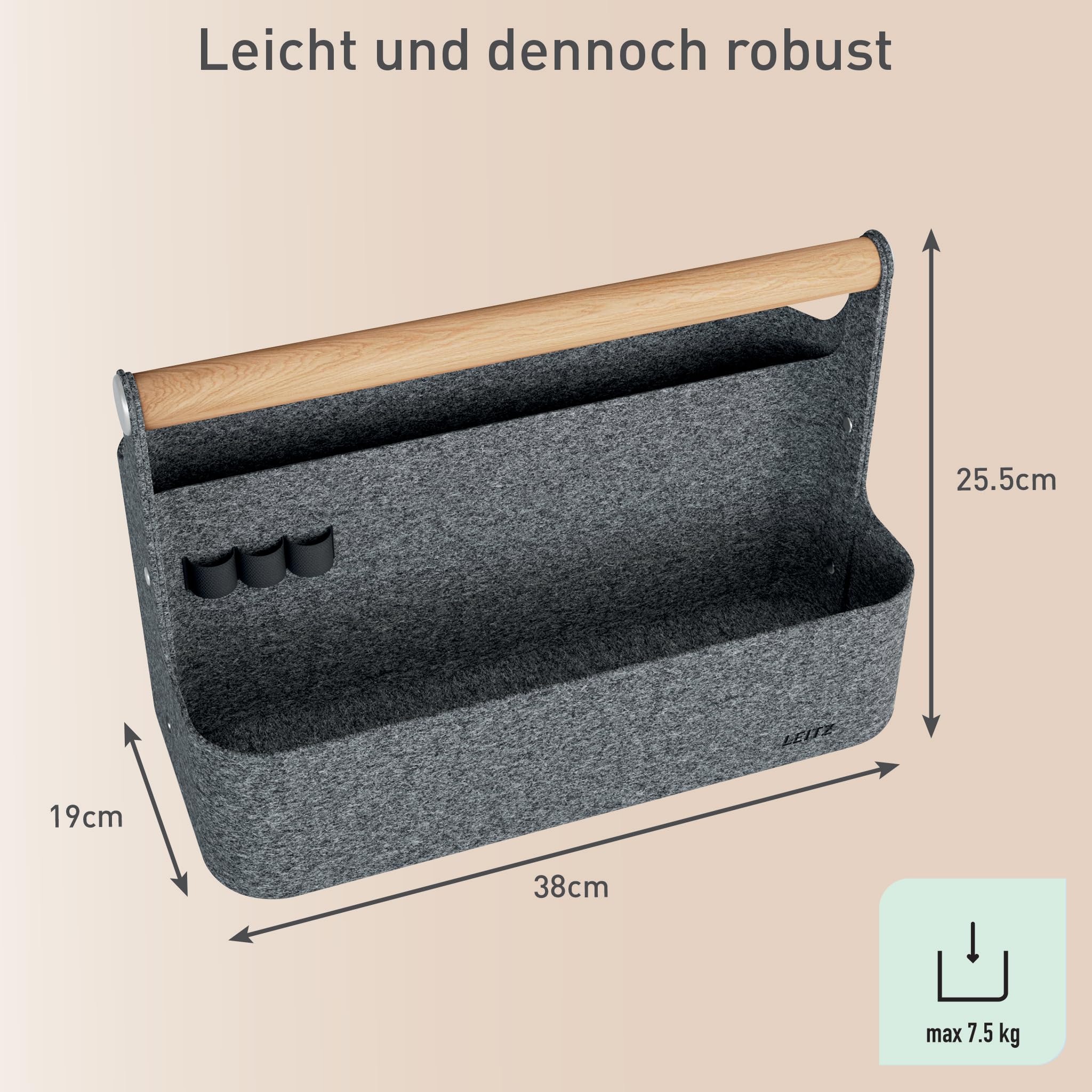 leitz-schreibtisch-organizer-mit-griff-filz-dunkelgrau-38-x-19-x-25-5-cm image 7