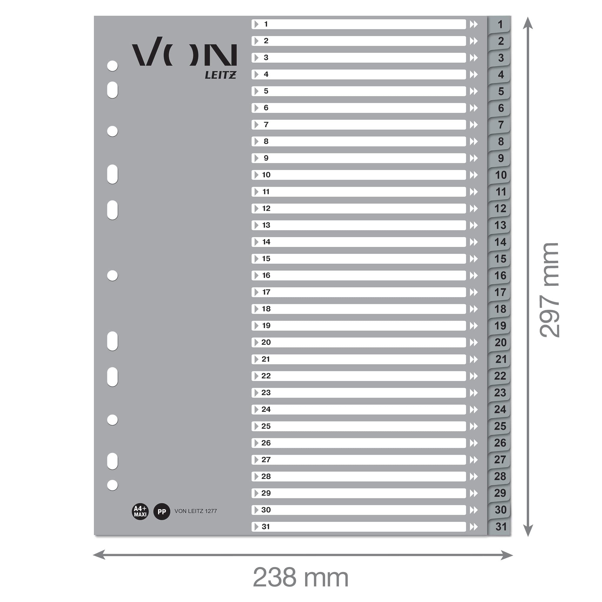 leitz-zahlen-register-a4-1-31-extra-breit-pp-grau-10er-pack-12770085 image 5
