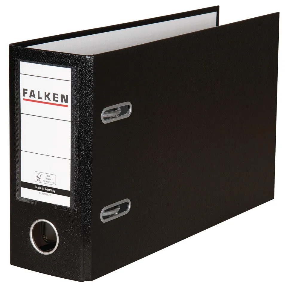 falken-pp-color-kunststoff-ordner-din-a5-quer-80-mm-schwarz-mit-wechselfenster image 1