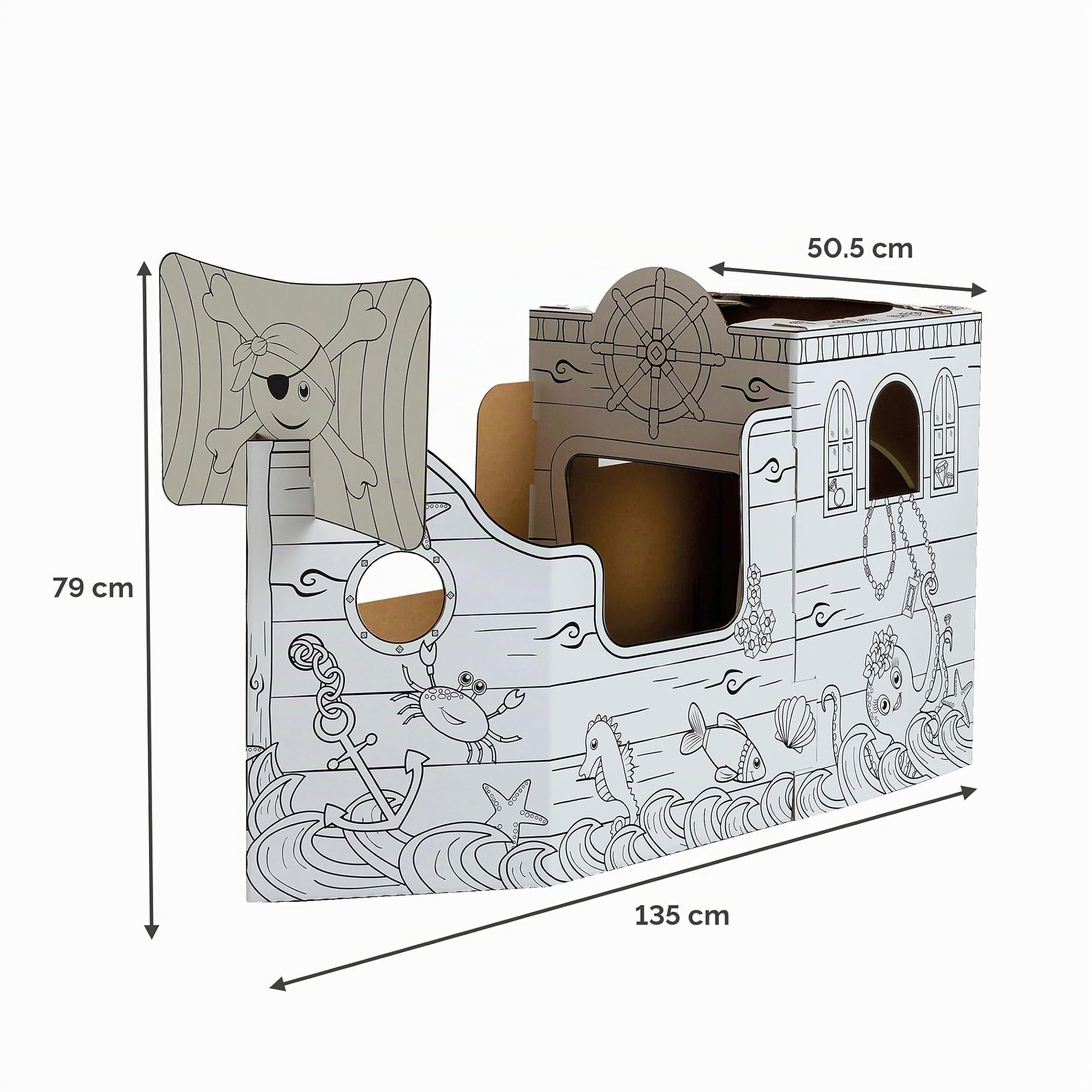 bankers-box-piratenschiff-spielhaus-xl-79-x-135-cm-ausmalbares-papphaus-ab-3-jah image 2