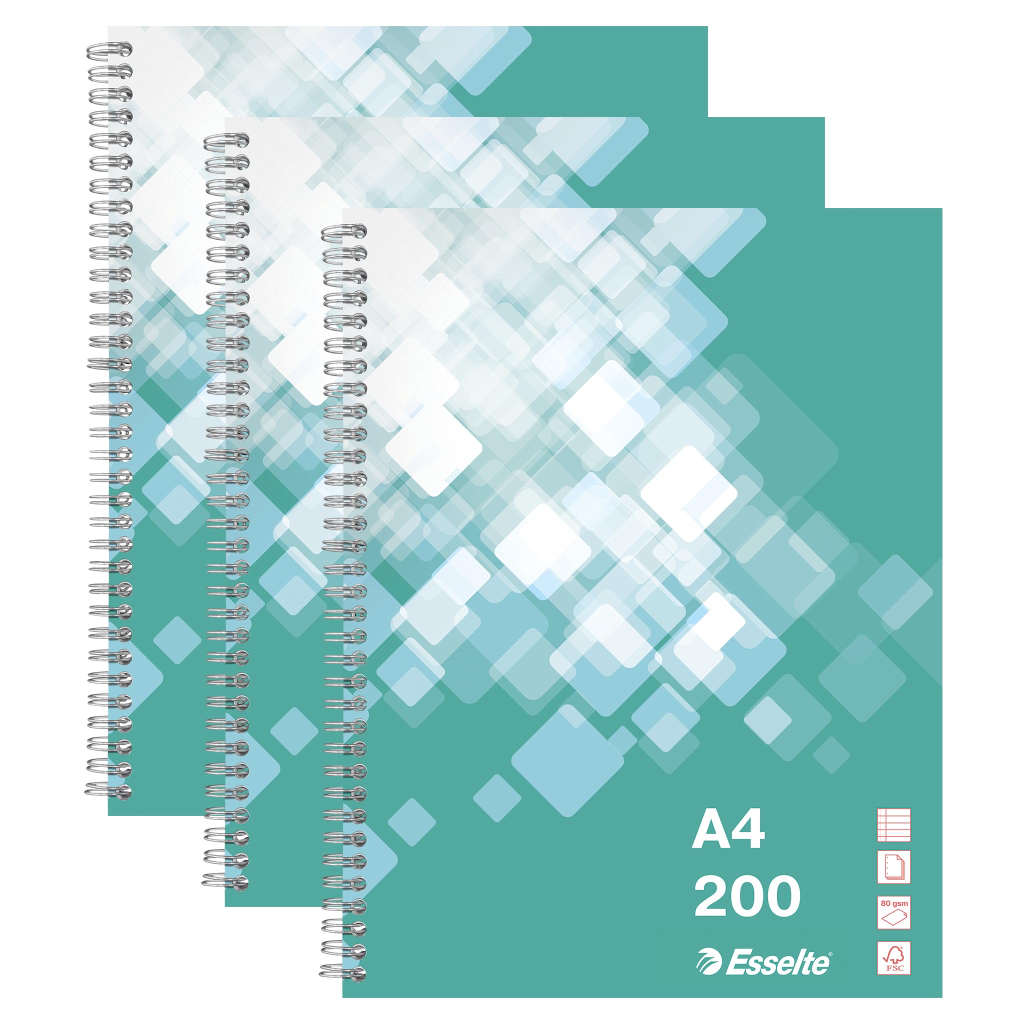 esselte-collegeblock-a4-liniert-gr-n-3er-pack-mit-doppelspirale-629017 image 1