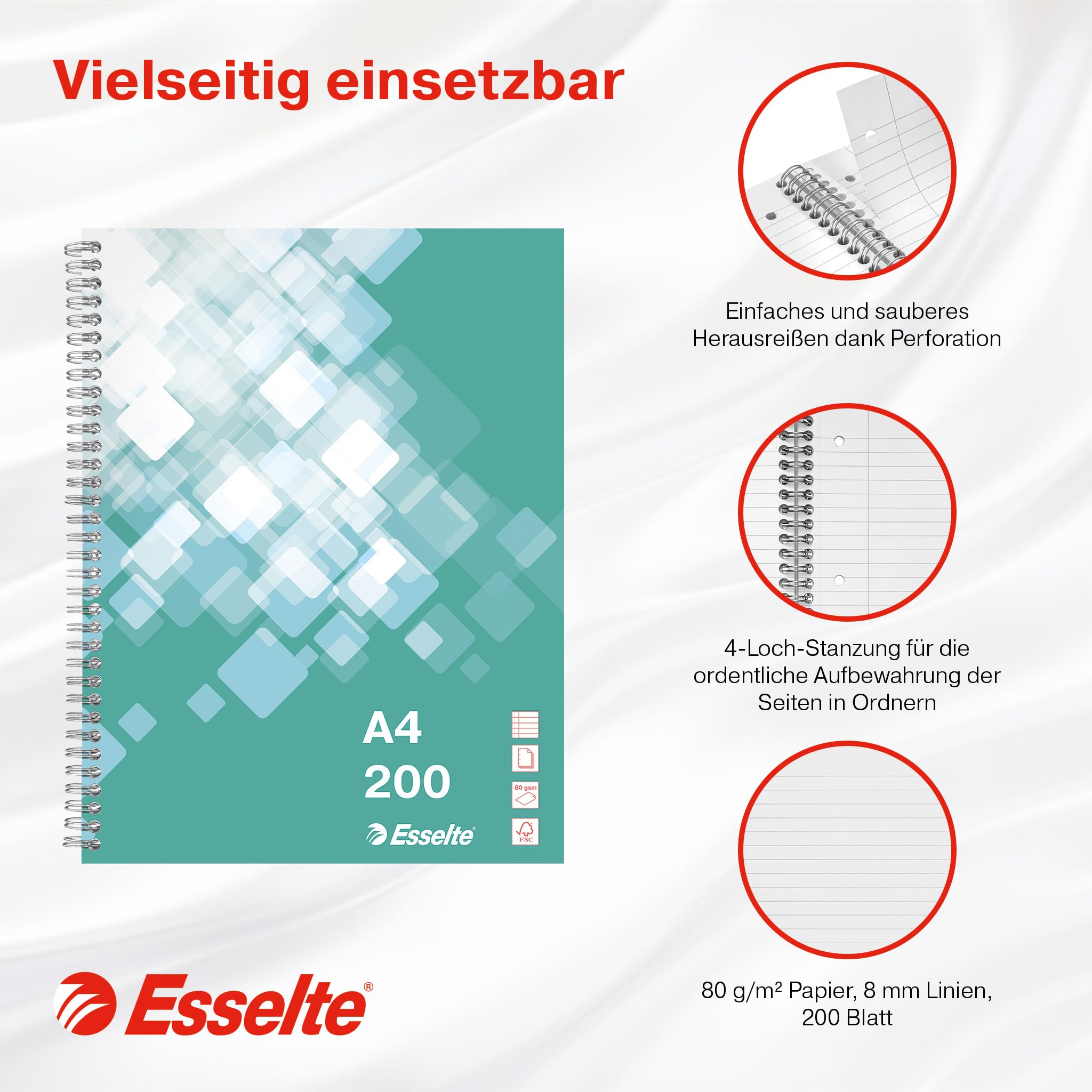 esselte-collegeblock-a4-liniert-gr-n-3er-pack-mit-doppelspirale-629017 image 3
