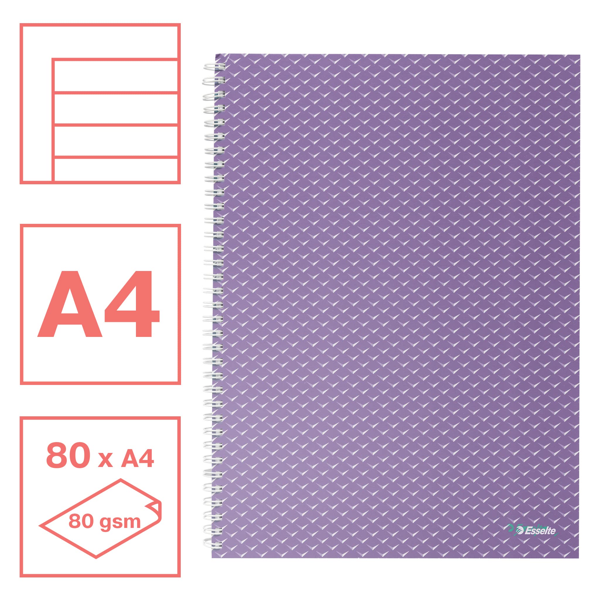 esselte-colour-breeze-a4-notizbuch-liniert-80-blatt-koralle image 2