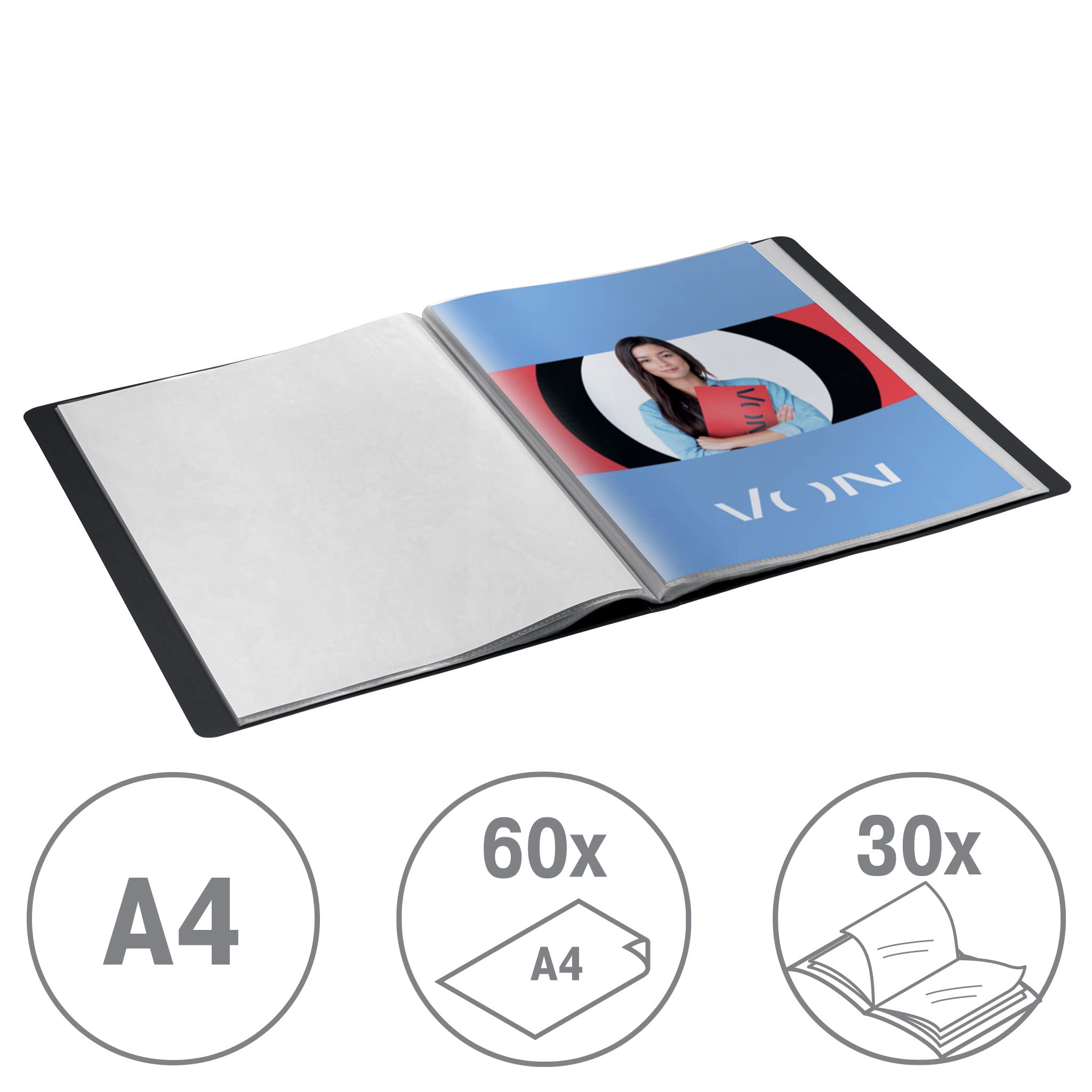 leitz-wow-sichtbuch-a4-mit-30-f-chern-f-r-60-blatt-pp-schwarz-5-st-ck-46690095 image 2