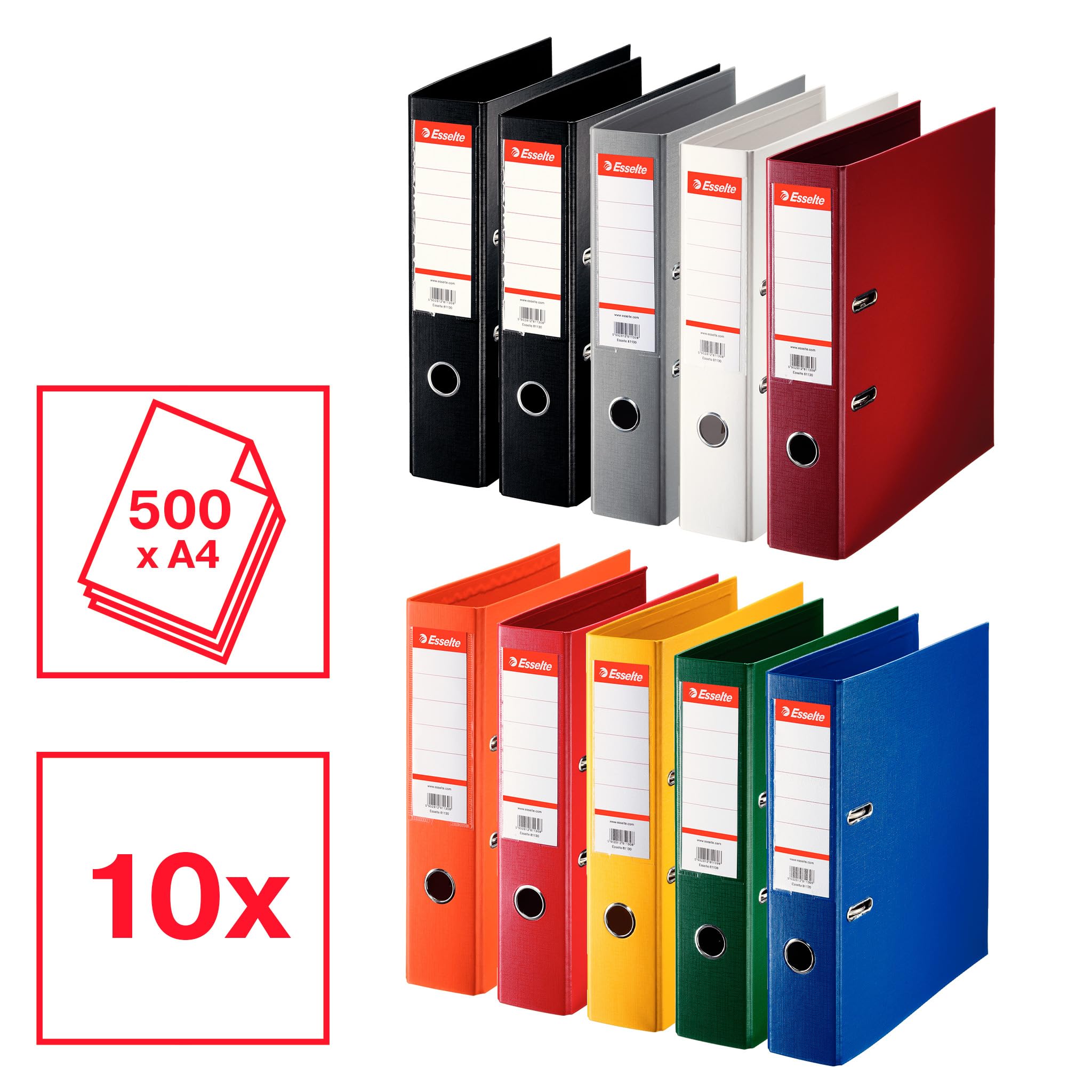 esselte-standard-ordner-a4-75-mm-10er-pack-farbig-sortiert-624177 image 2