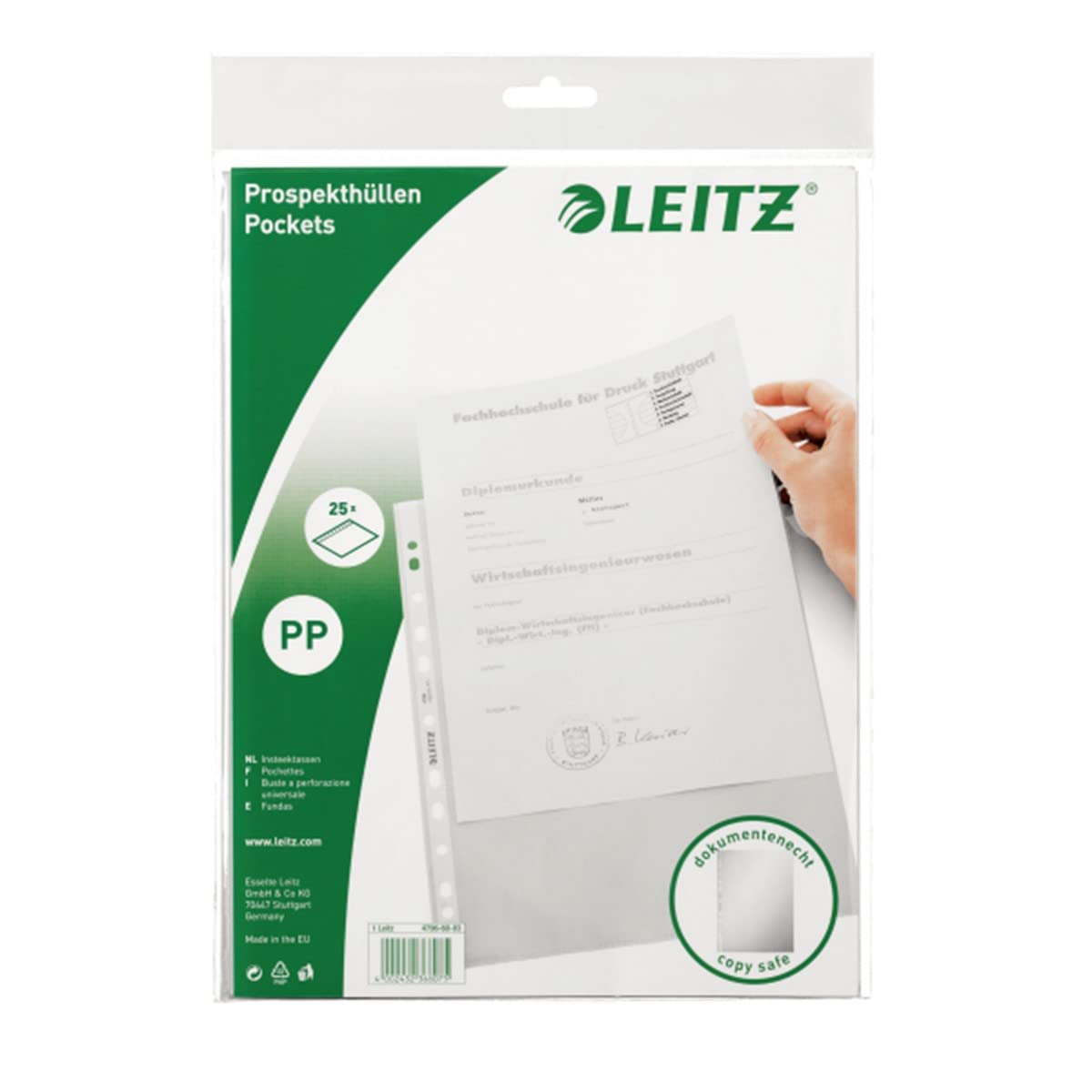 leitz-standard-prospekth-llen-a4-25-st-ck-matt-farblos-0-065-mm image 1