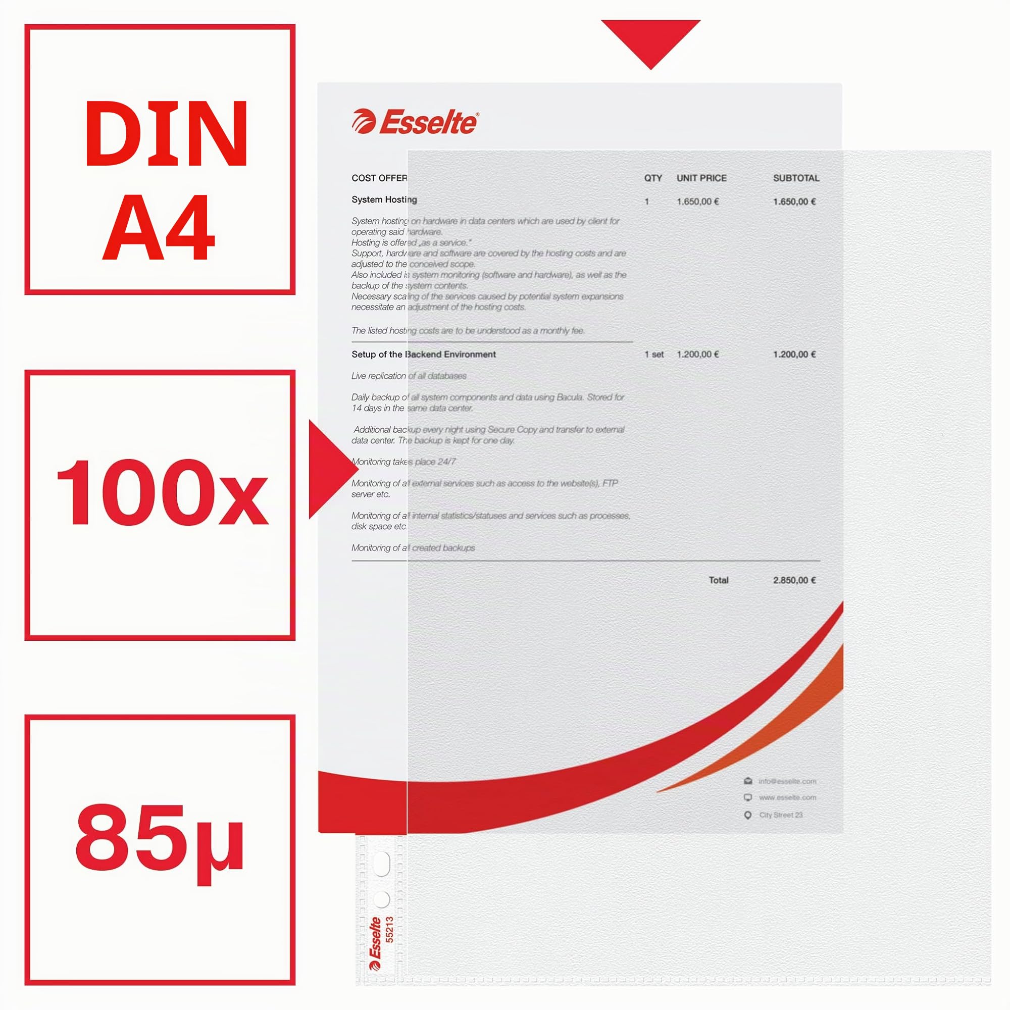esselte-prospekth-llen-standard-plus-a4-100-st-ck-85-micron-55213 image 2