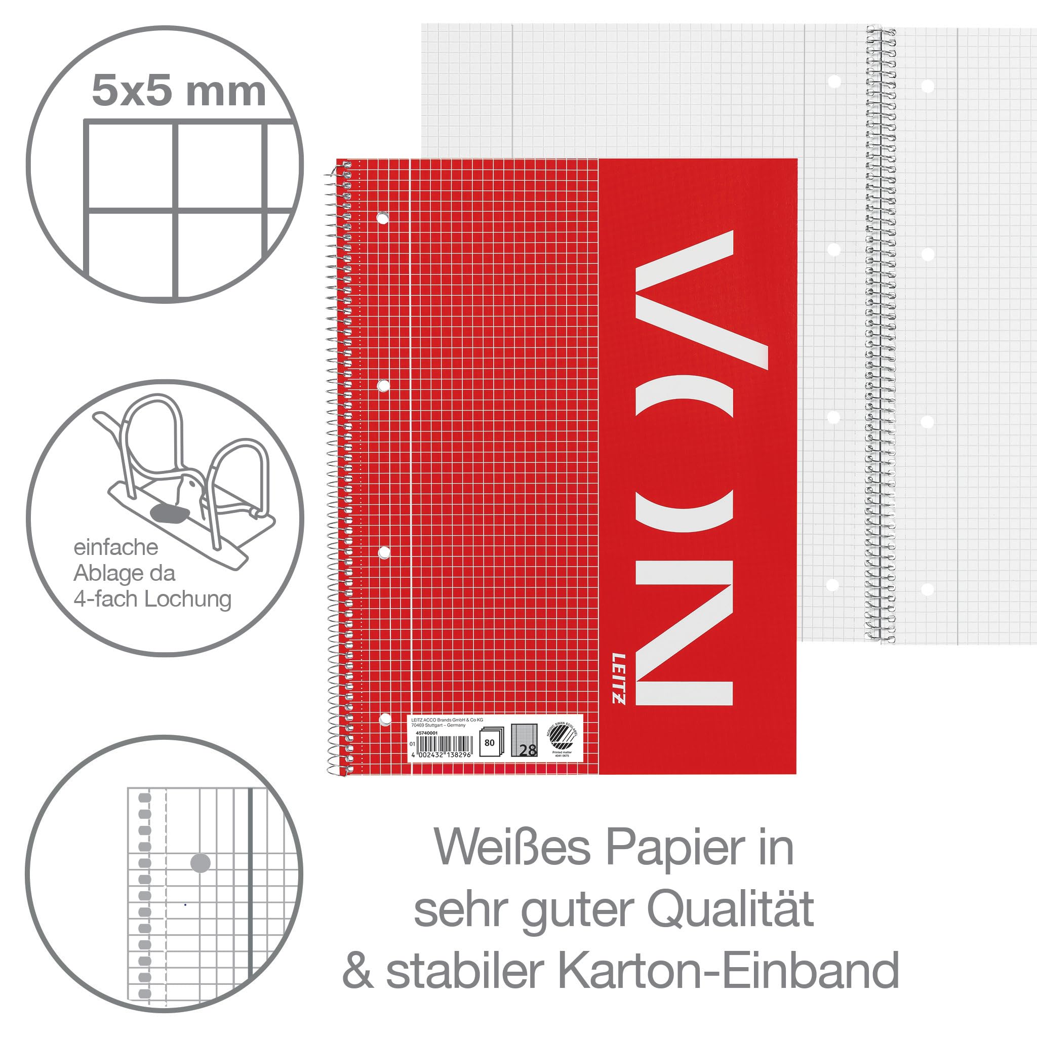 von-leitz-collegeblock-a4-kariert-mit-doppelrand-5er-pack-45740001 image 4