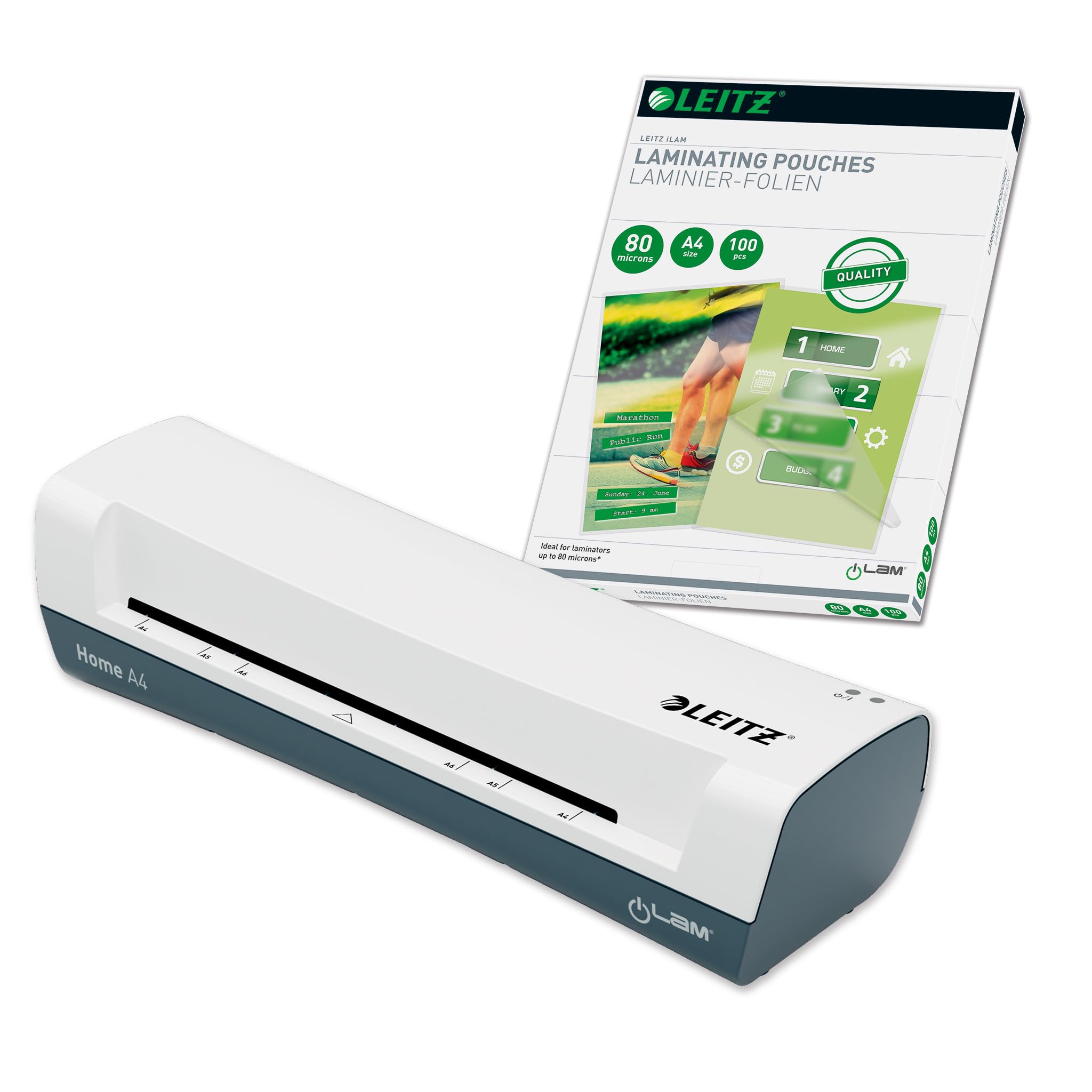 leitz-ilam-home-a4-laminierger-t-set-100x-laminierfolien-a4-80-mic image 1