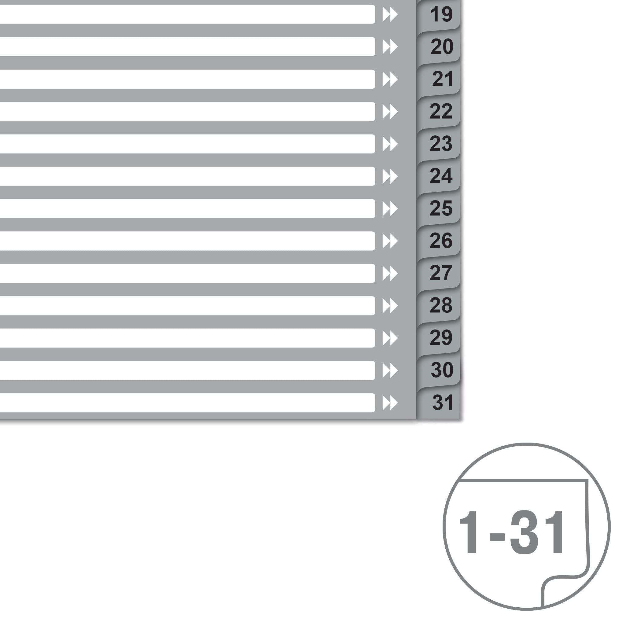leitz-zahlen-register-a4-1-31-extra-breit-pp-grau-10er-pack-12770085 image 3
