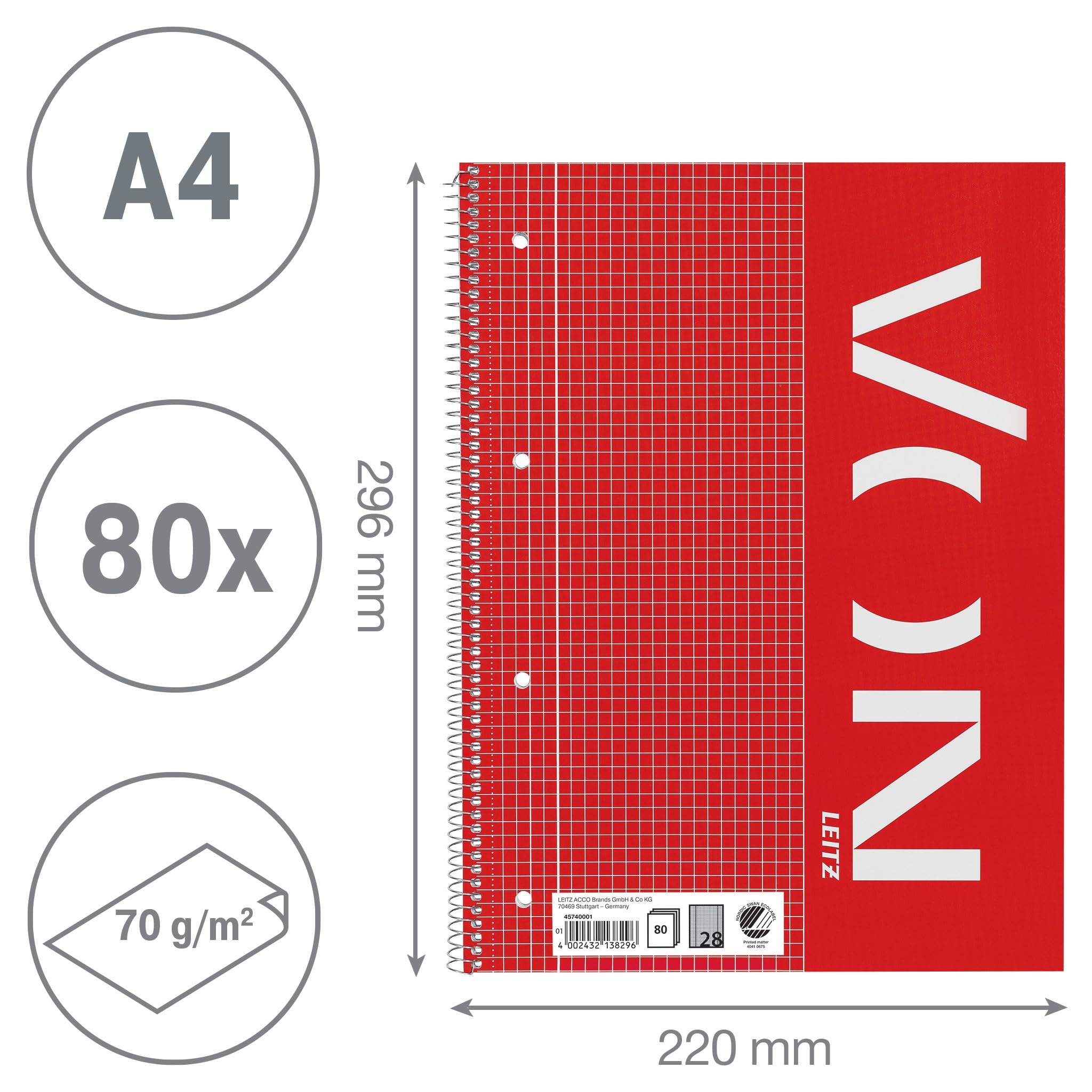 von-leitz-collegeblock-a4-kariert-mit-doppelrand-5er-pack-45740001 image 2