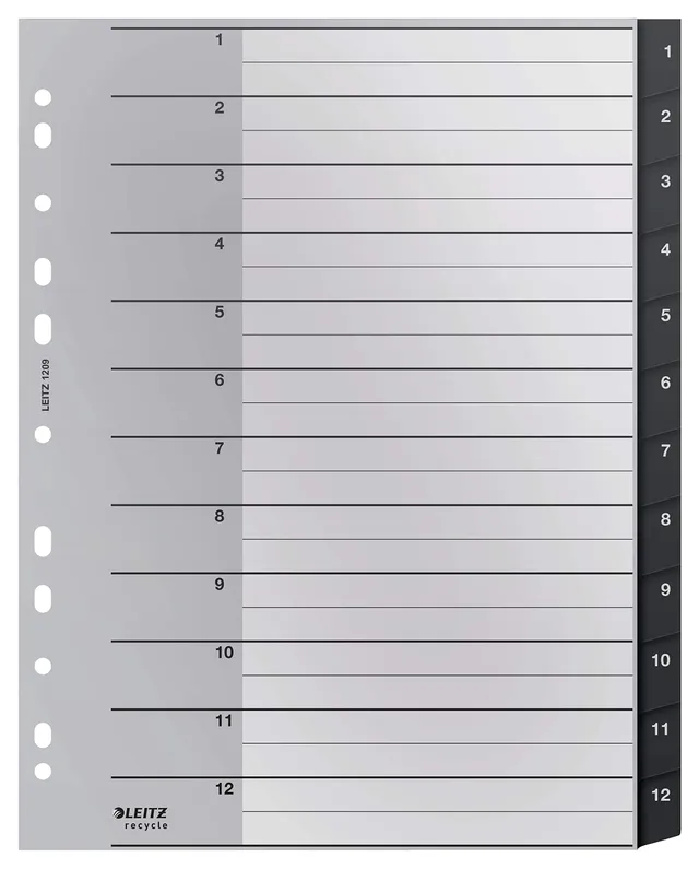 leitz-recycle-register-1-12-mit-12-taben-extrabreit-schwarz image 1