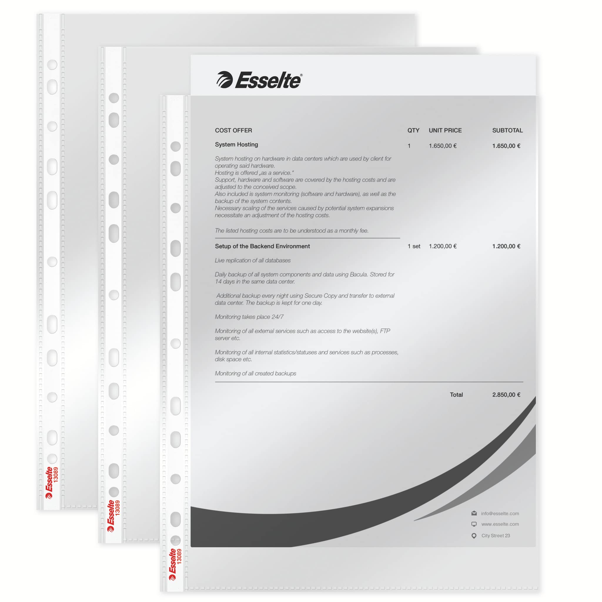 esselte-23752-standard-prospekth-llen-a4-100-st-ck-matt-oben-offen-0-065-mm-pp image 8