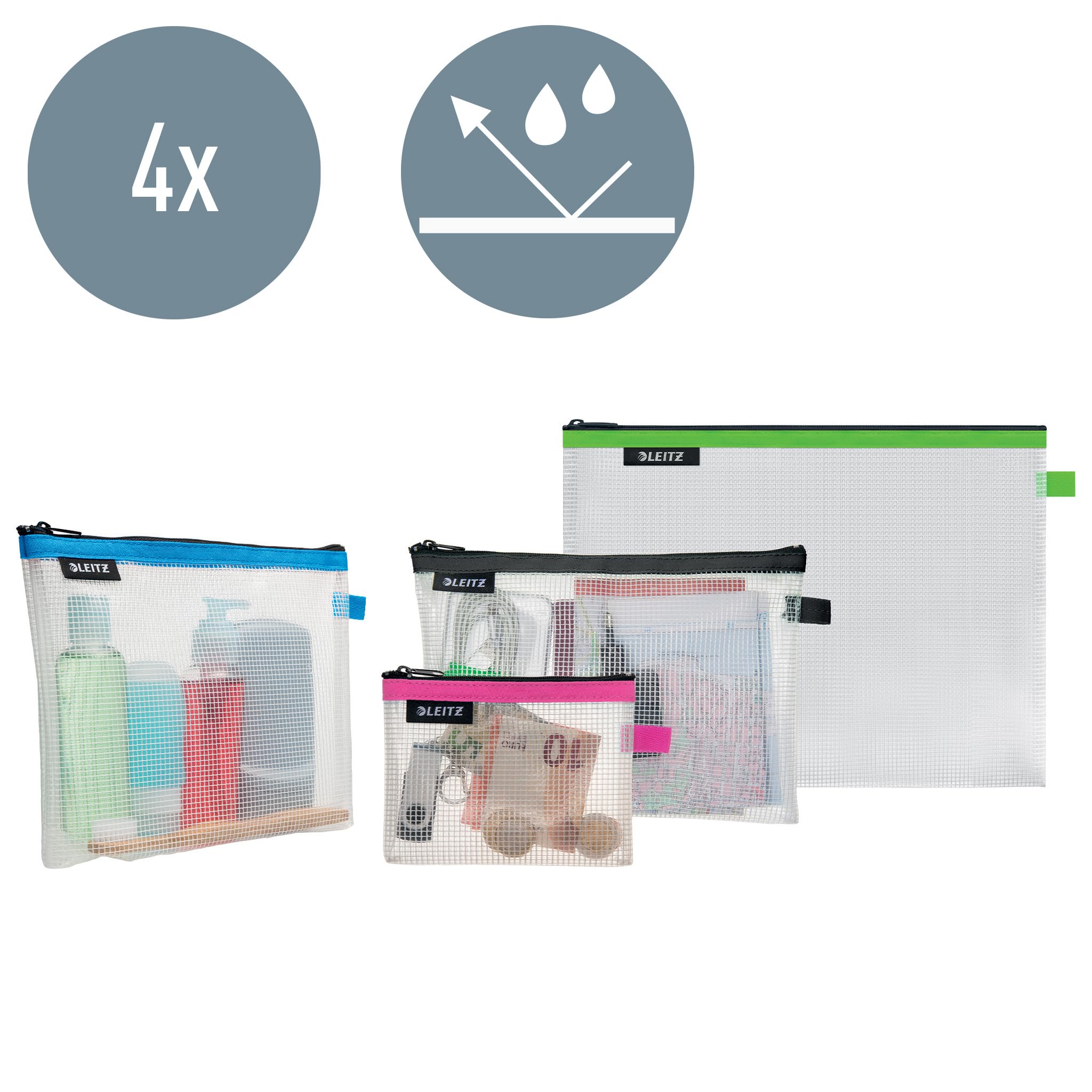 leitz-wow-traveller-zip-beutel-4er-set-transparent-40160099 image 2