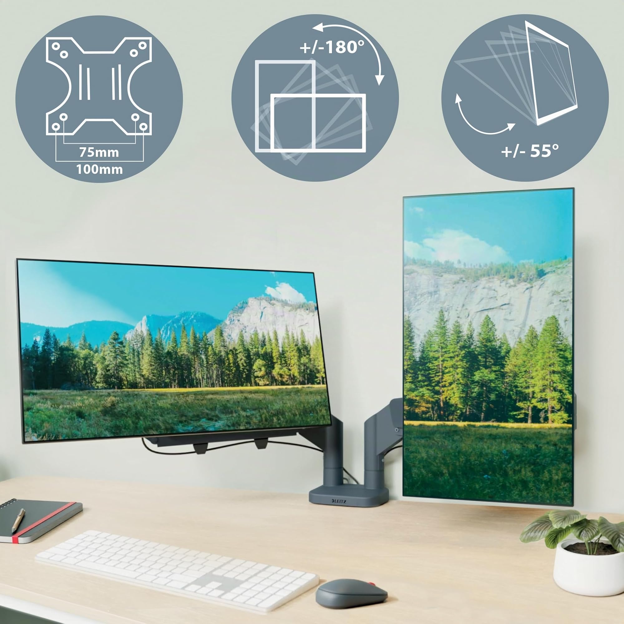leitz-ergo-doppel-monitor-arm-2x32-zoll-vesa-grau-65370089 image 6