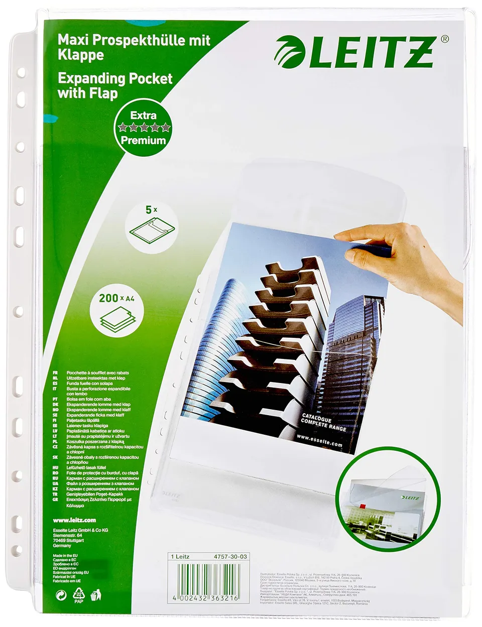 leitz-maxi-prospekth-llen-mit-klappe-a4-0-17-mm-f-r-200-blatt-5-st-ck image 1